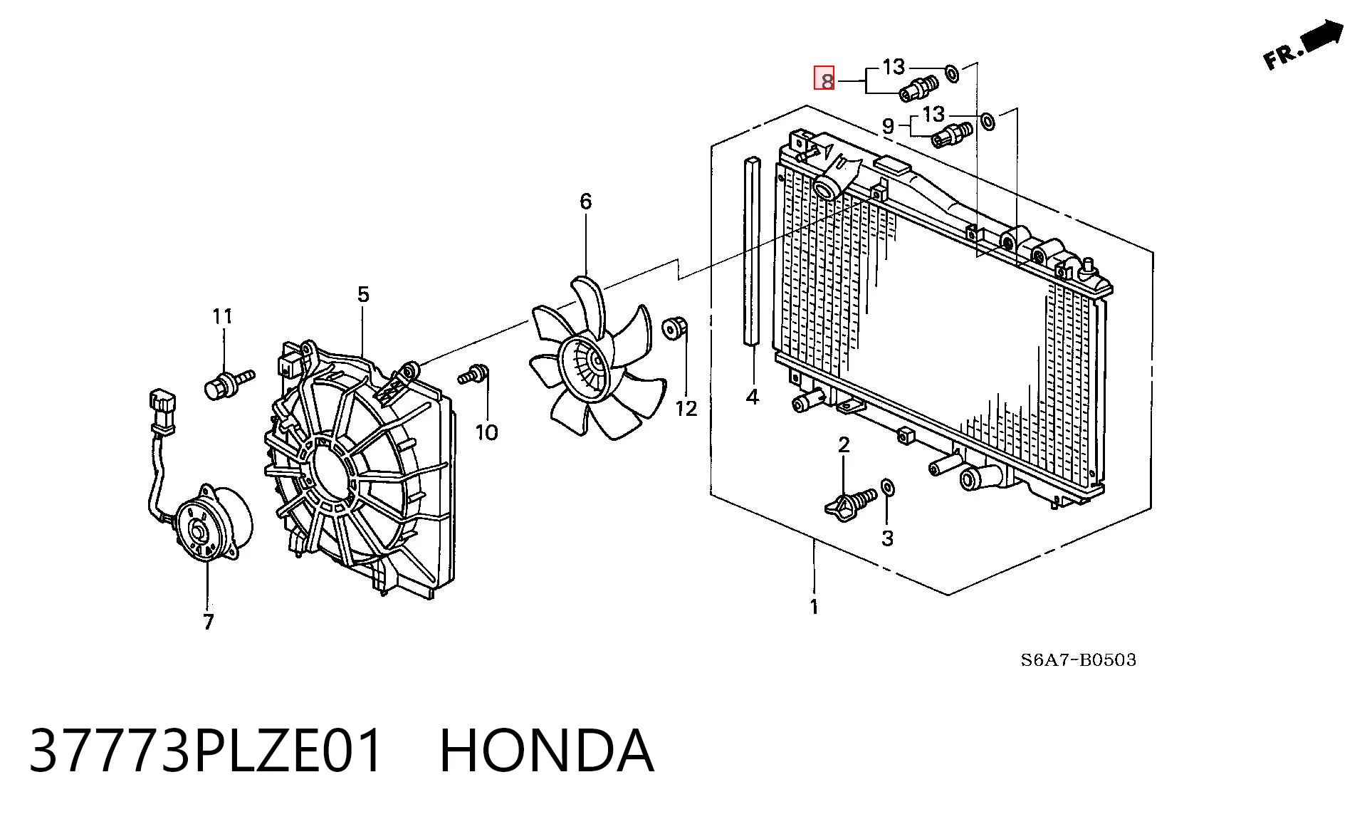 37773PLZE01 Honda Sensor de temperatura do fluido de esfriamento (de ativação de ventilador do radiador)