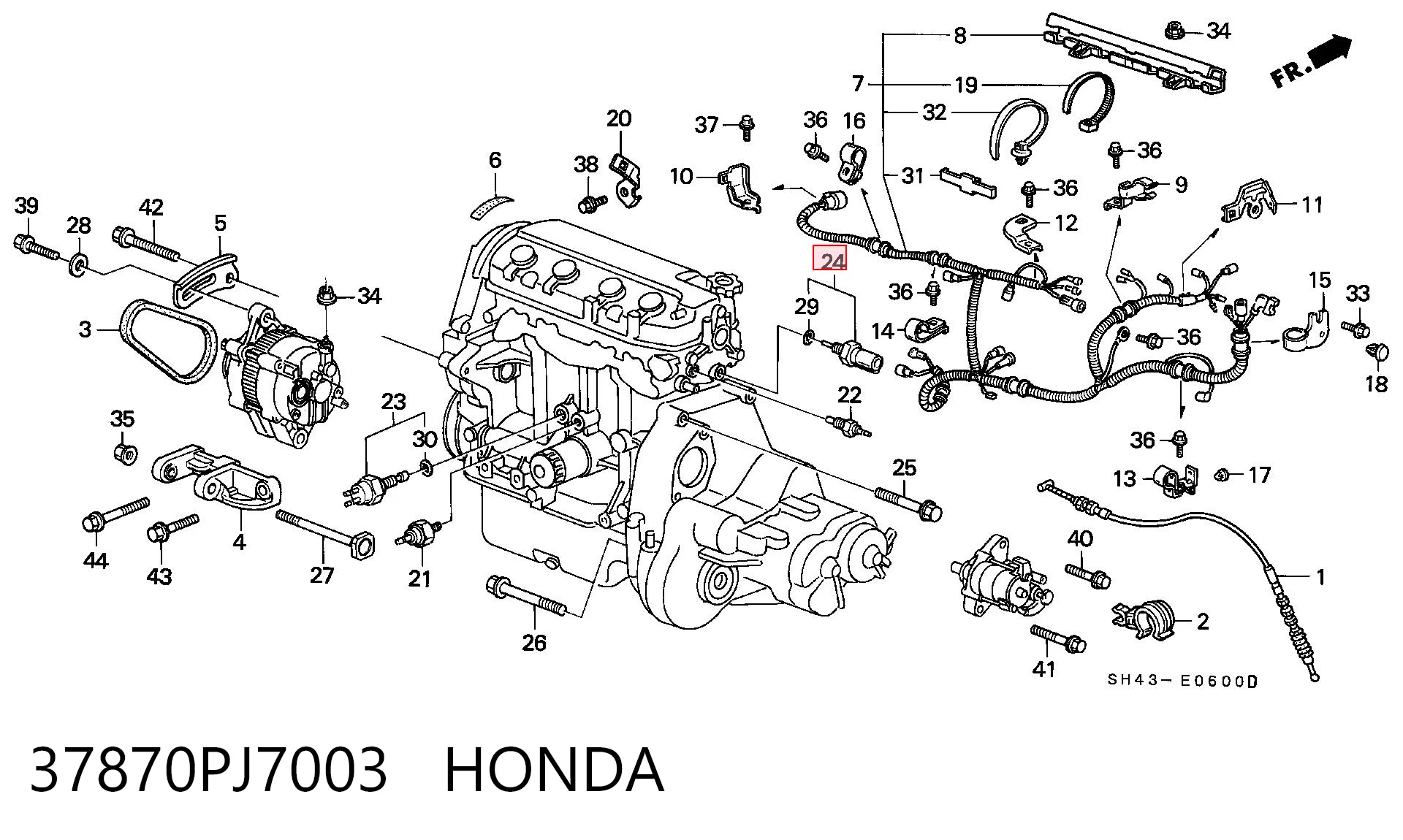 37870PJ7003 Honda Sensor de temperatura do fluido de esfriamento
