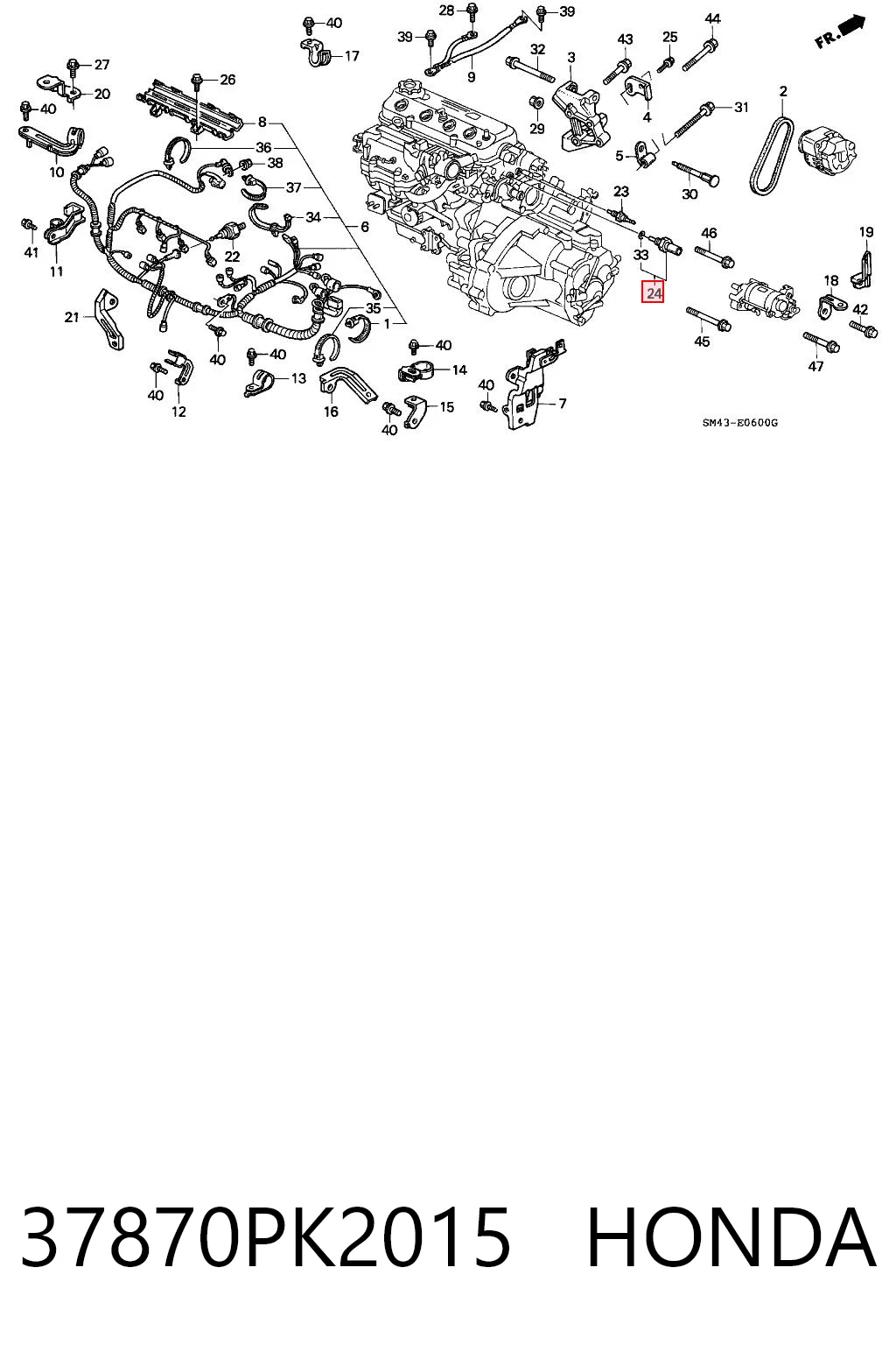 37870PK2015 Honda Sensor de temperatura do fluido de esfriamento