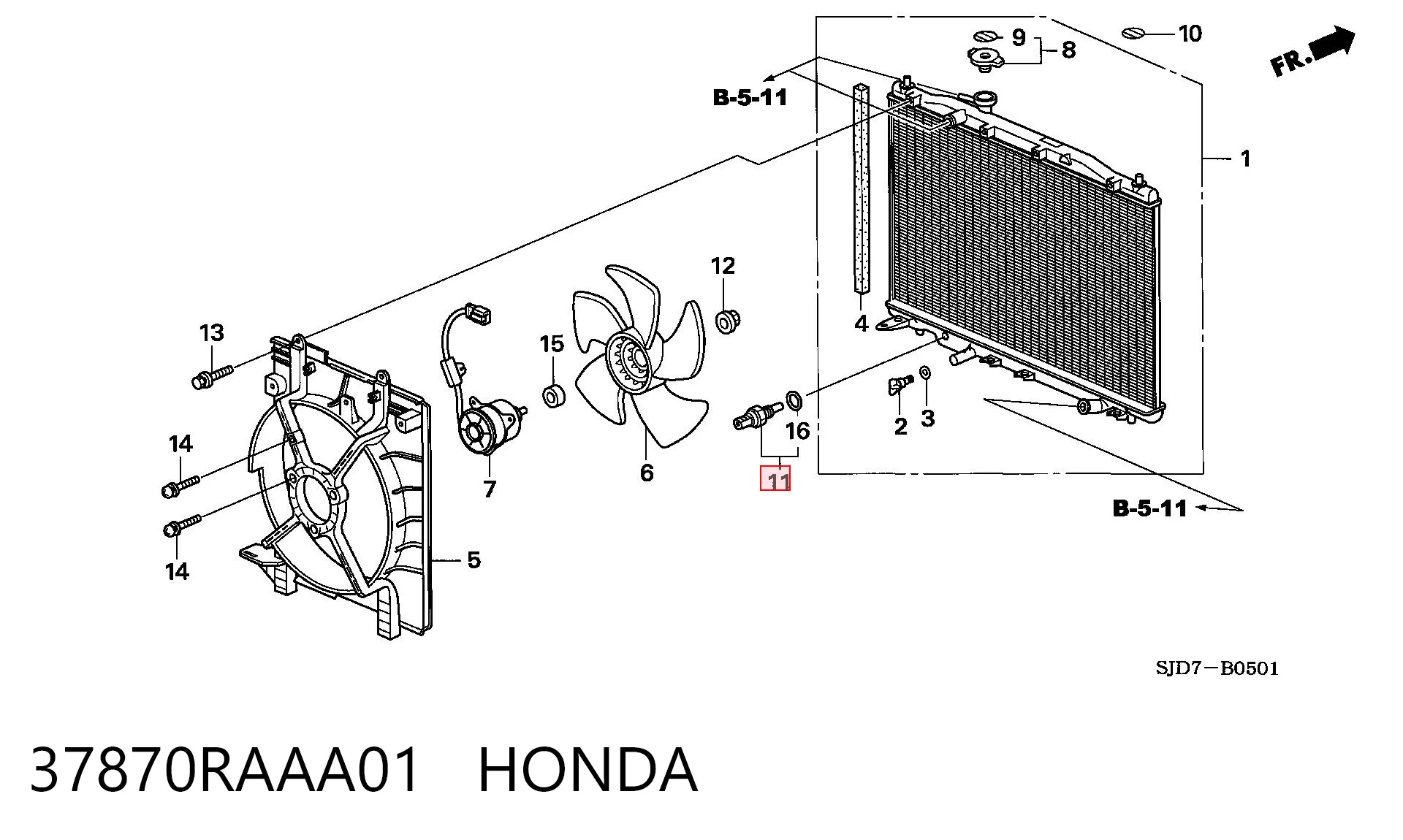 37870RAAA01 Honda Sensor de temperatura do fluido de esfriamento