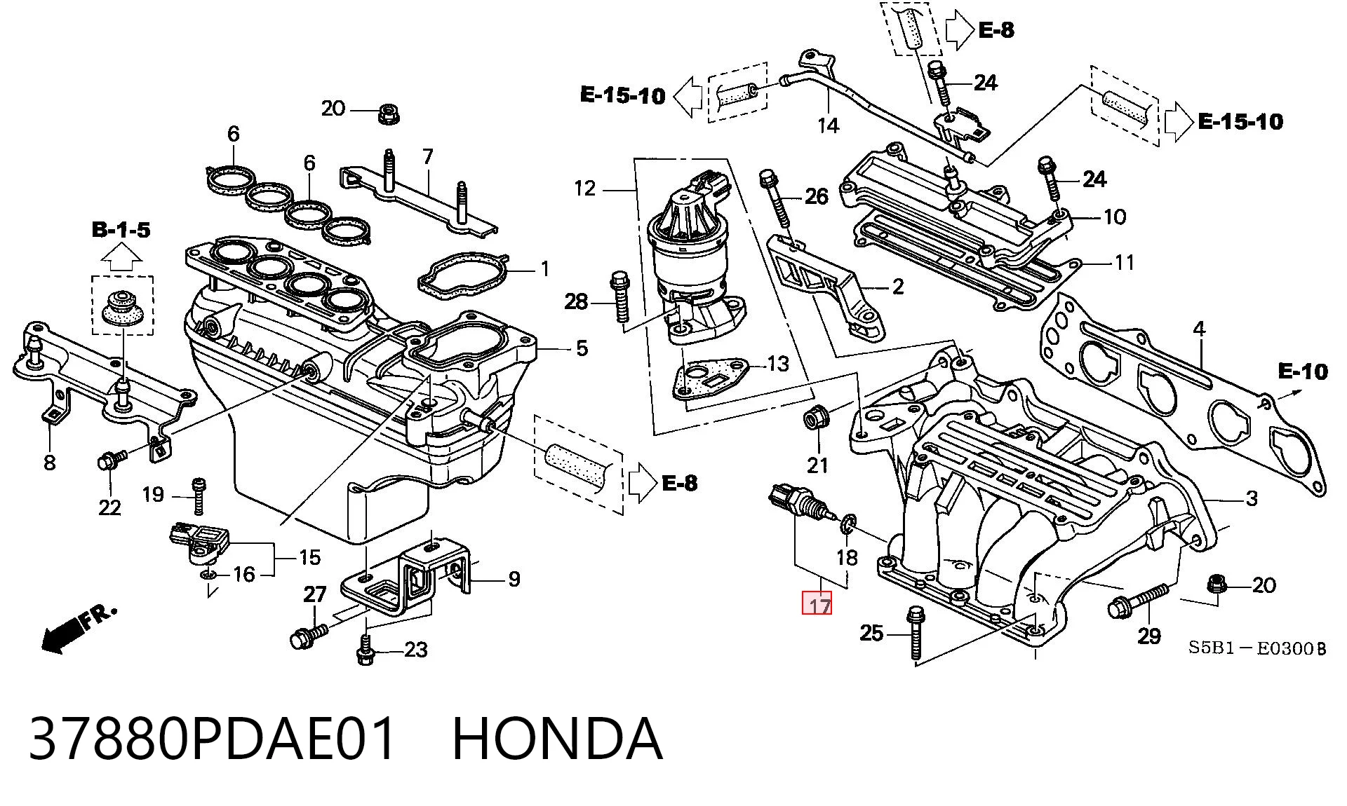 Sensor de temperatura da mistura de ar para Honda Civic VIII FD, FA