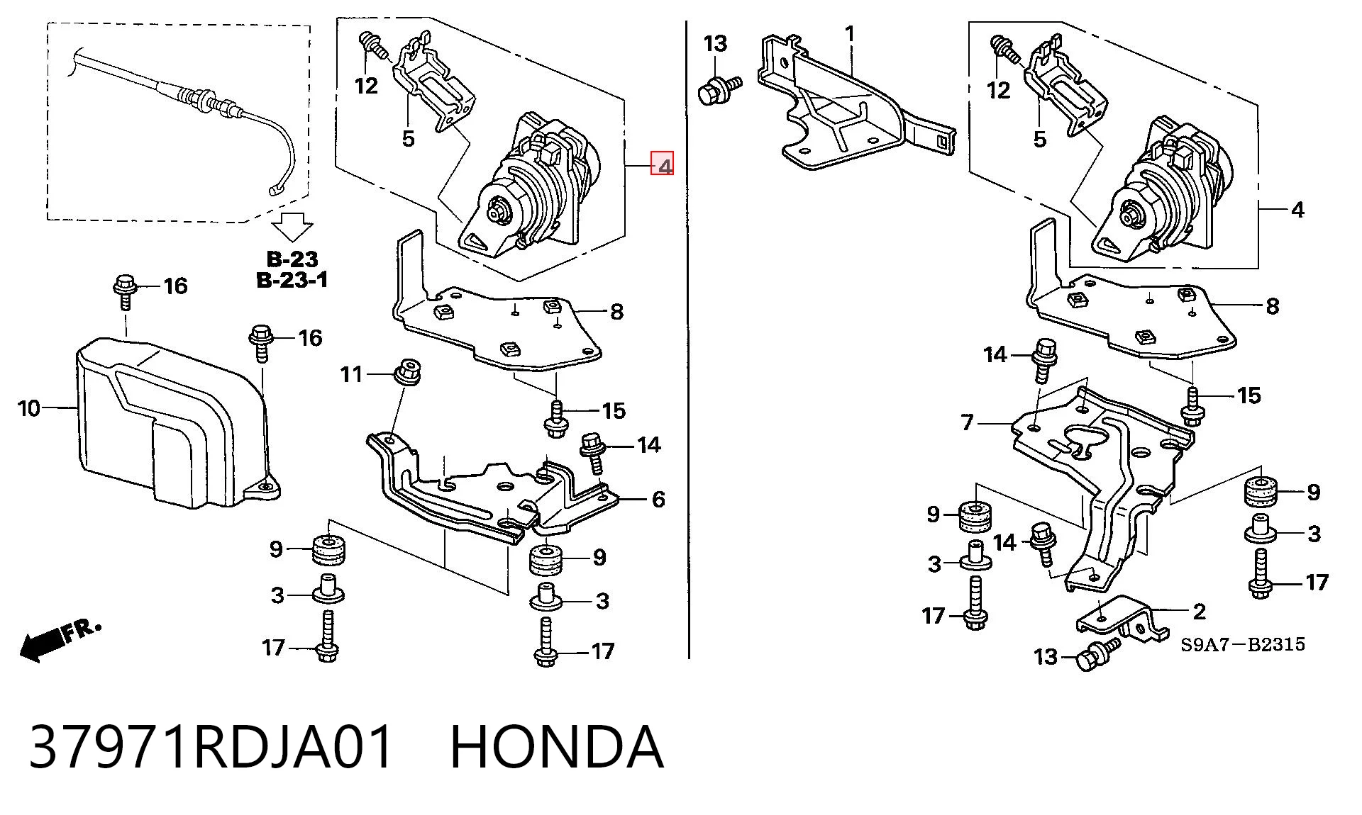 37971RDJA01 Honda Sensor de posição de pedal de acelerador (de gás)