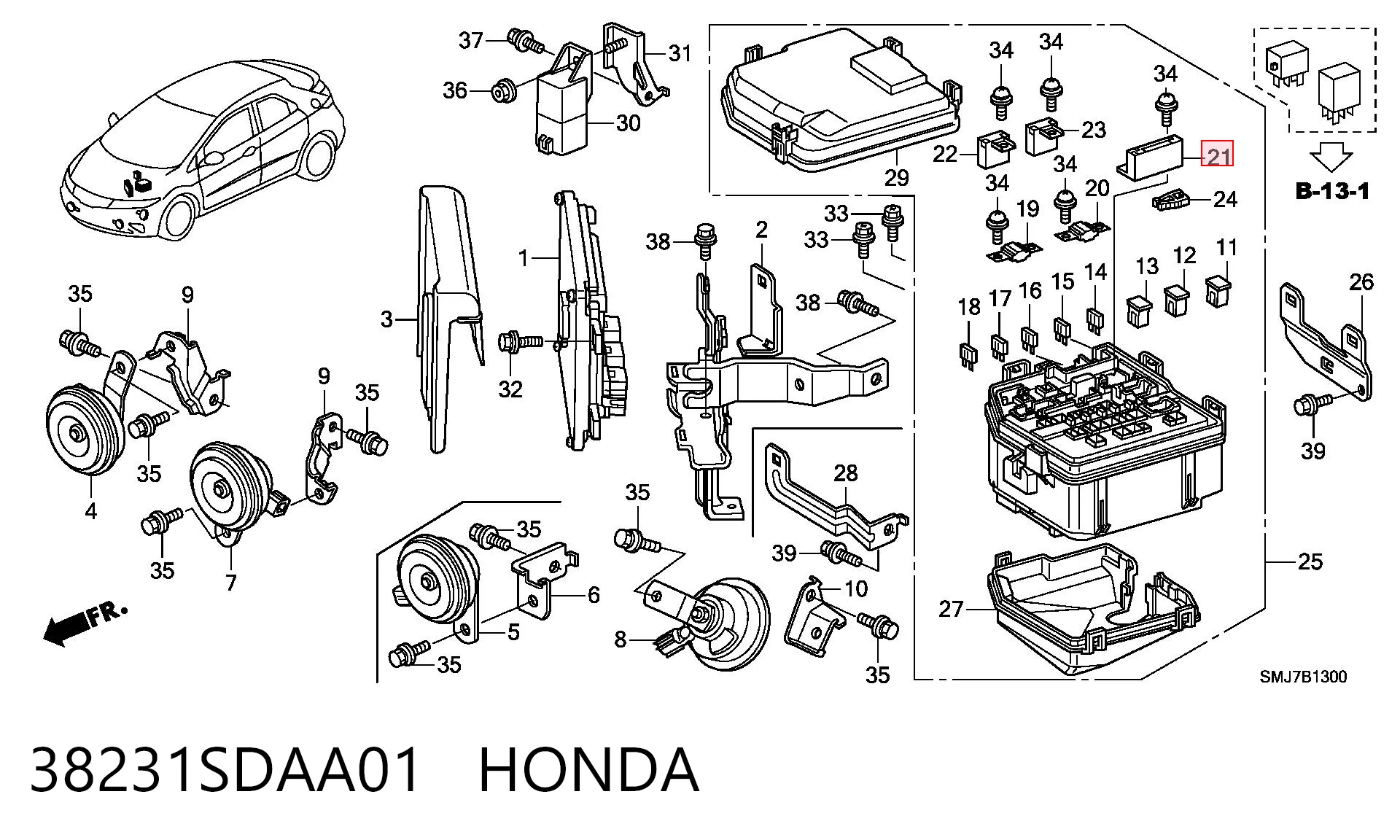 38231SDAA01 Honda Dispositivo de segurança