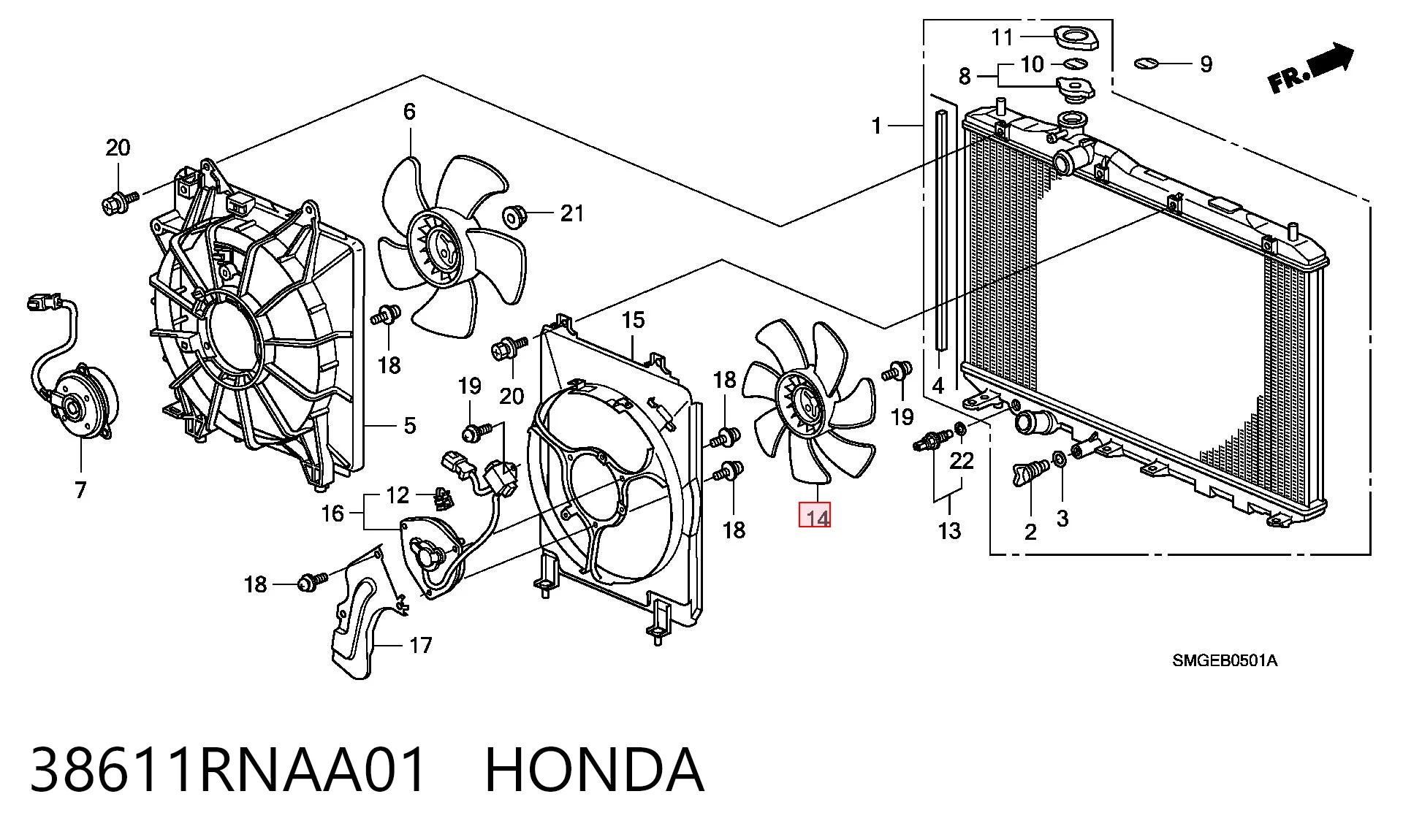 38611RNAA01 Honda Motor de ventilador de aparelho de ar condicionado