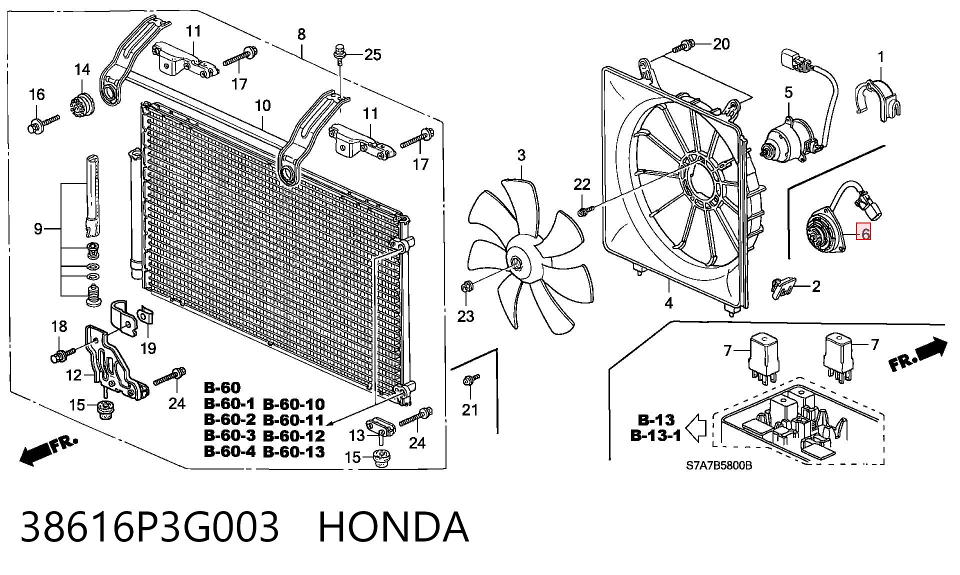 38616P3G003 Honda Motor de ventilador de aparelho de ar condicionado