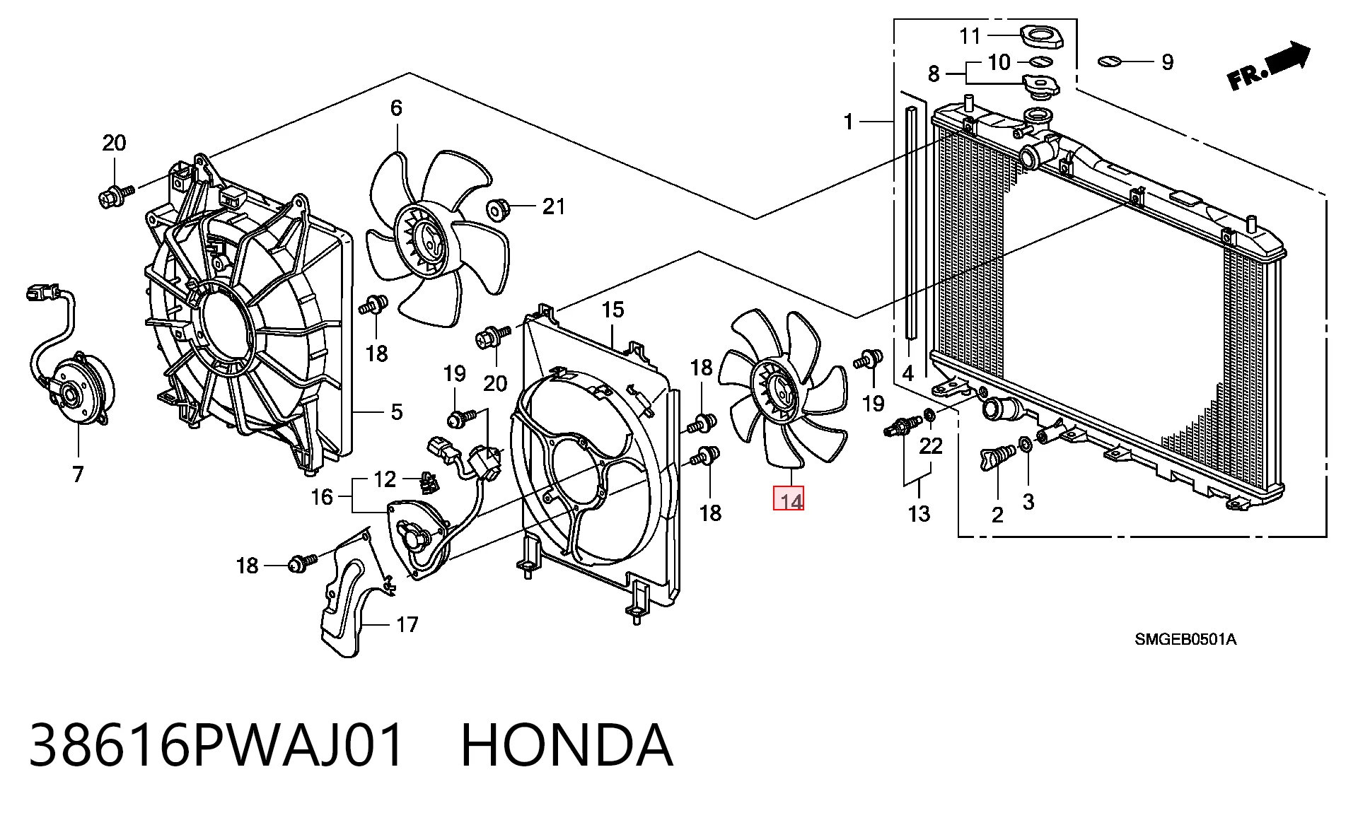 38616PWAJ01 Honda Motor de ventilador de aparelho de ar condicionado