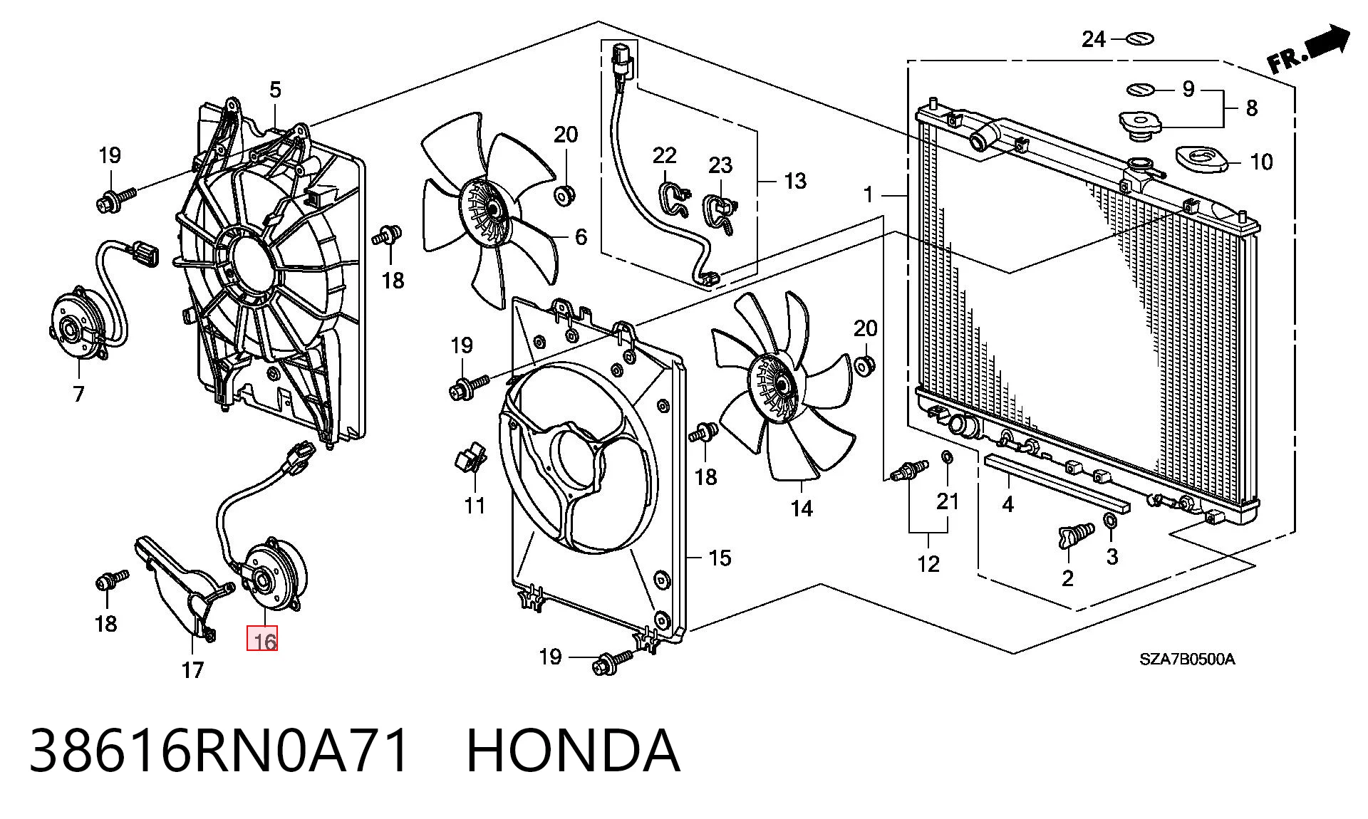 38616RN0A71 Honda Motor de ventilador de aparelho de ar condicionado