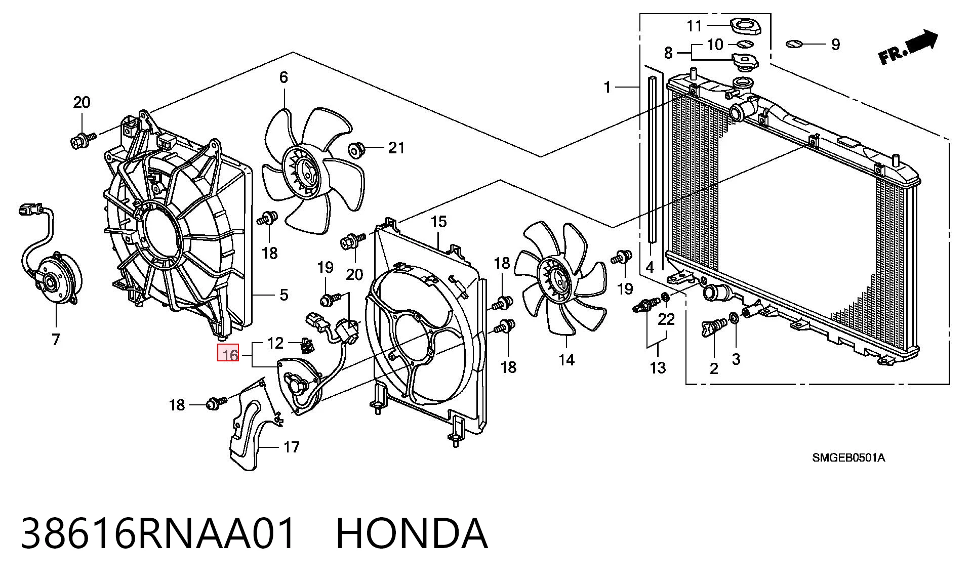 38616RNAA01 Honda Motor de ventilador de aparelho de ar condicionado