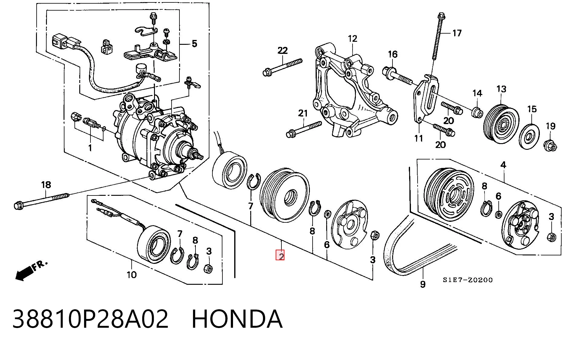 38810P28A02 Honda Compressor de aparelho de ar condicionado