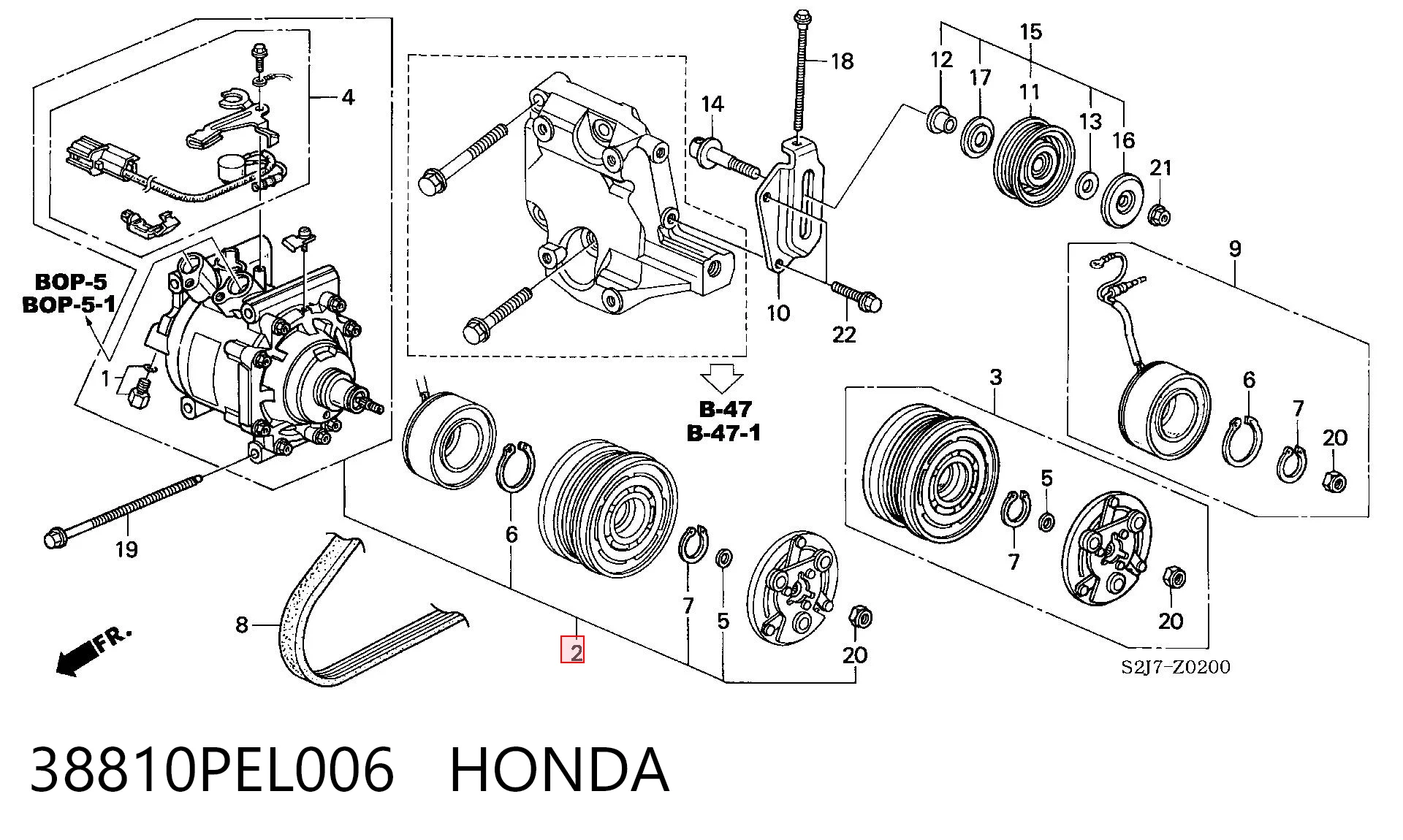 38810PEL006 Honda Compressor de aparelho de ar condicionado