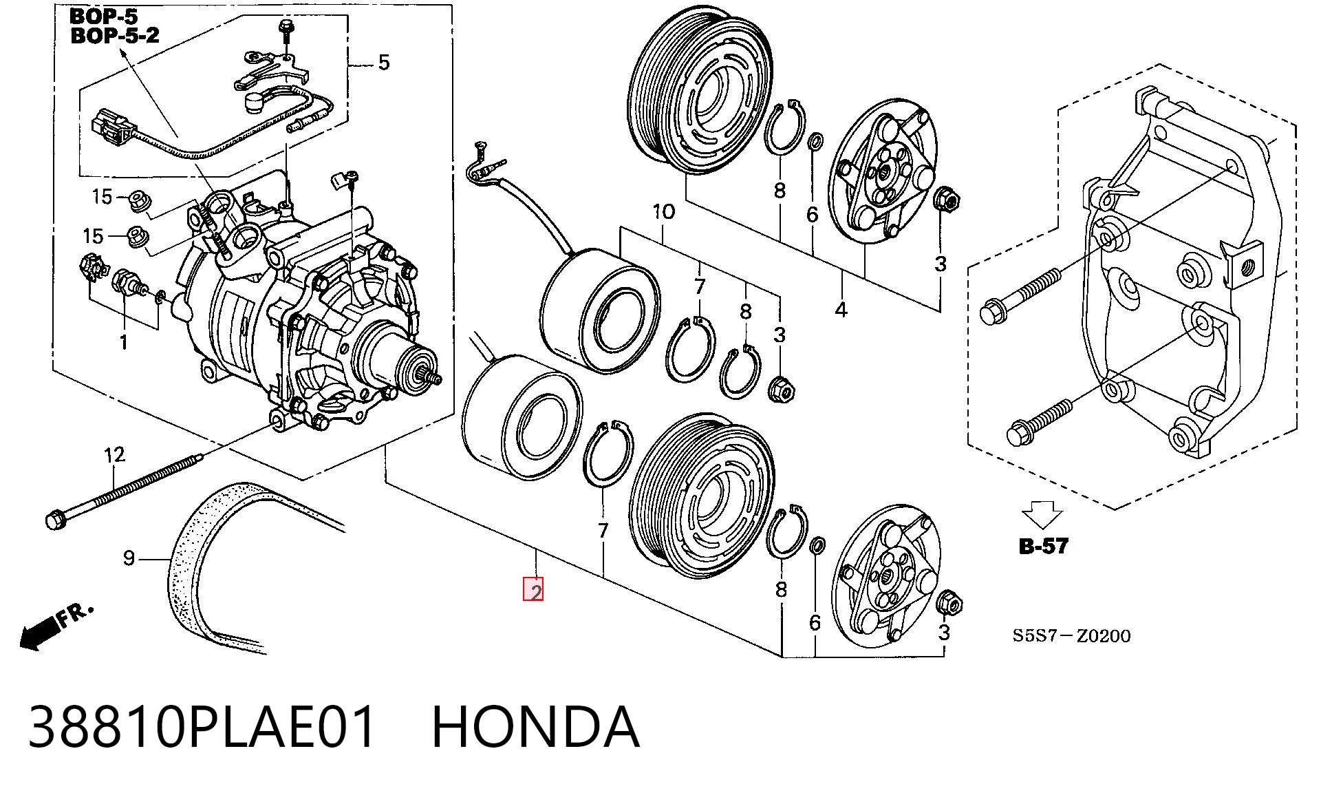 38810PLAE01 Honda Compressor de aparelho de ar condicionado