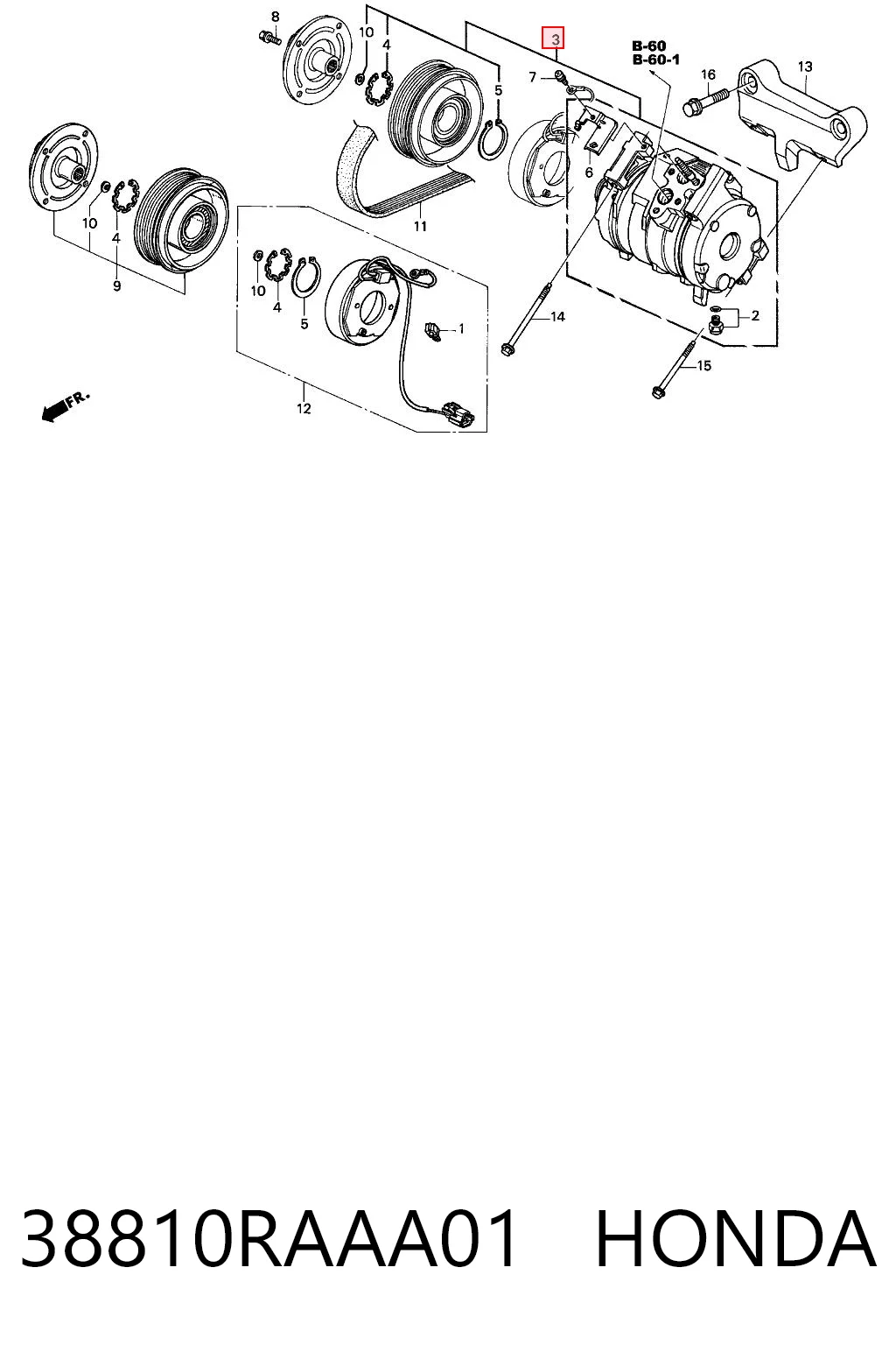 38810RAAA01 Honda Compressor de aparelho de ar condicionado