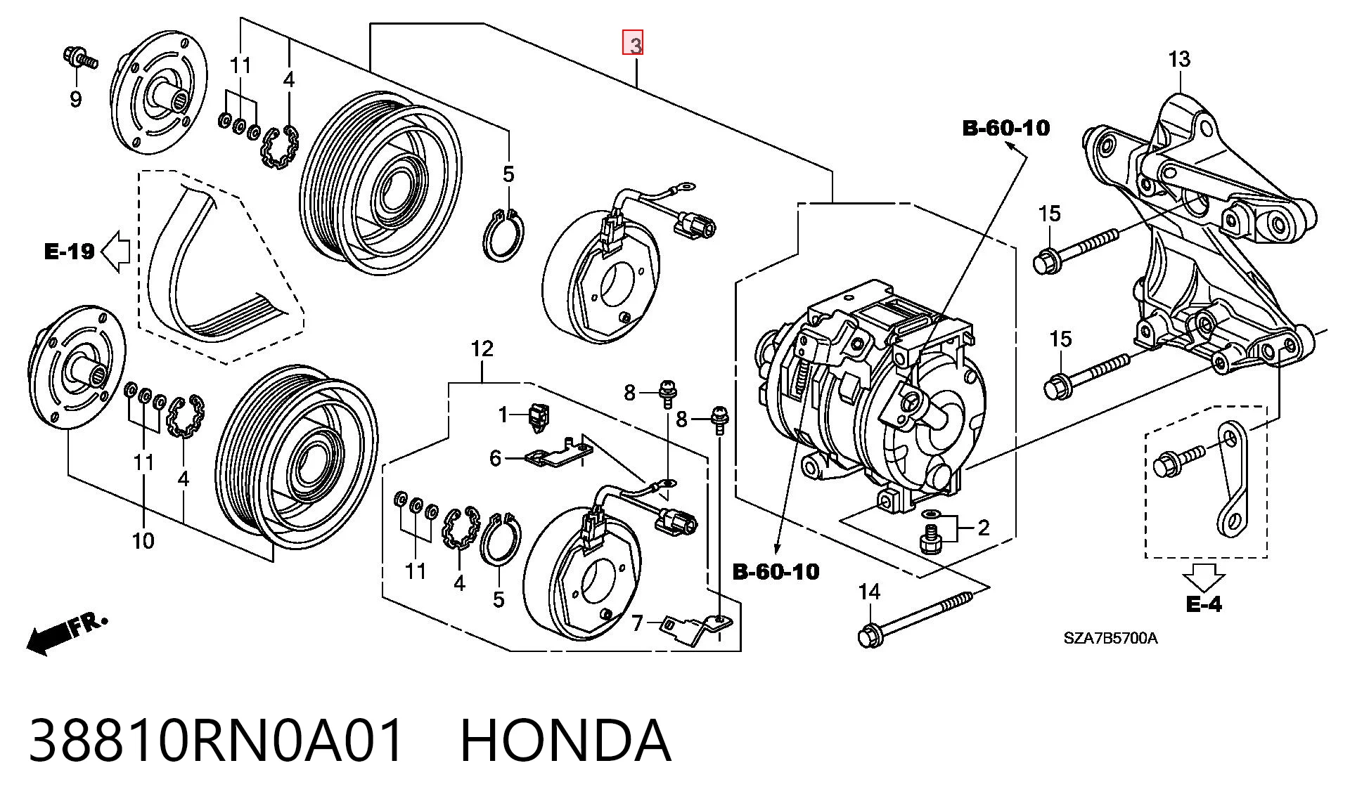 38810RN0A01 Honda Compressor de aparelho de ar condicionado