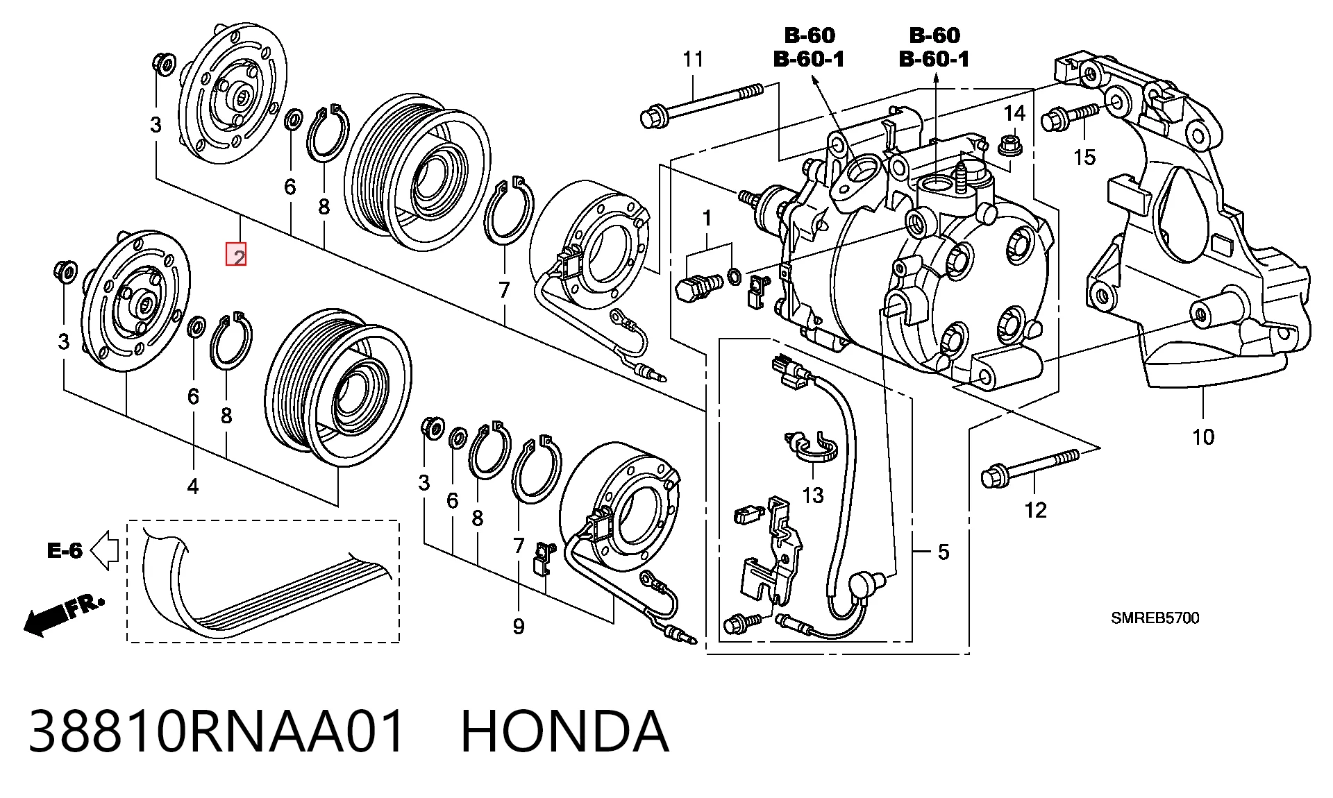 38810RNAA01 Honda Compressor de aparelho de ar condicionado