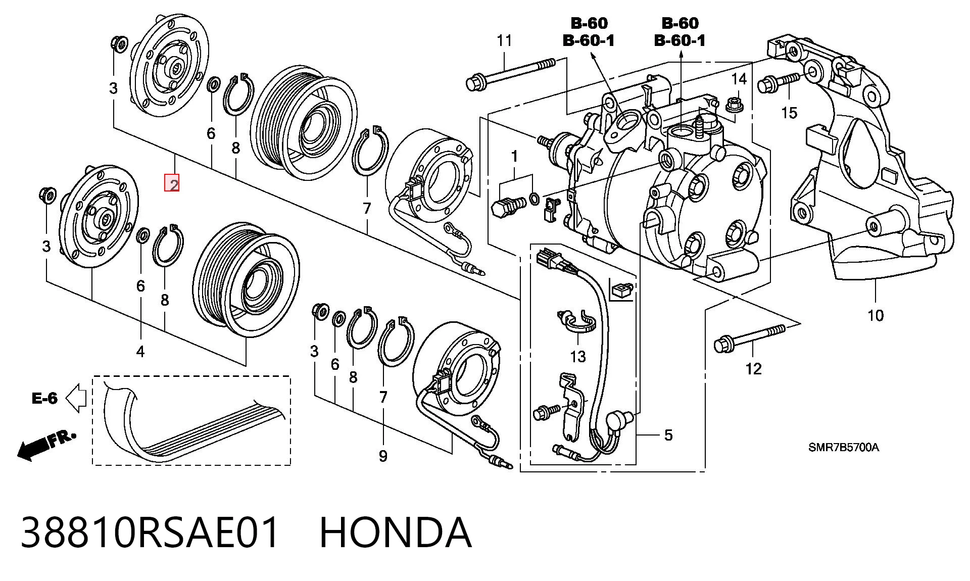38810RSAE01 Honda Compressor de aparelho de ar condicionado