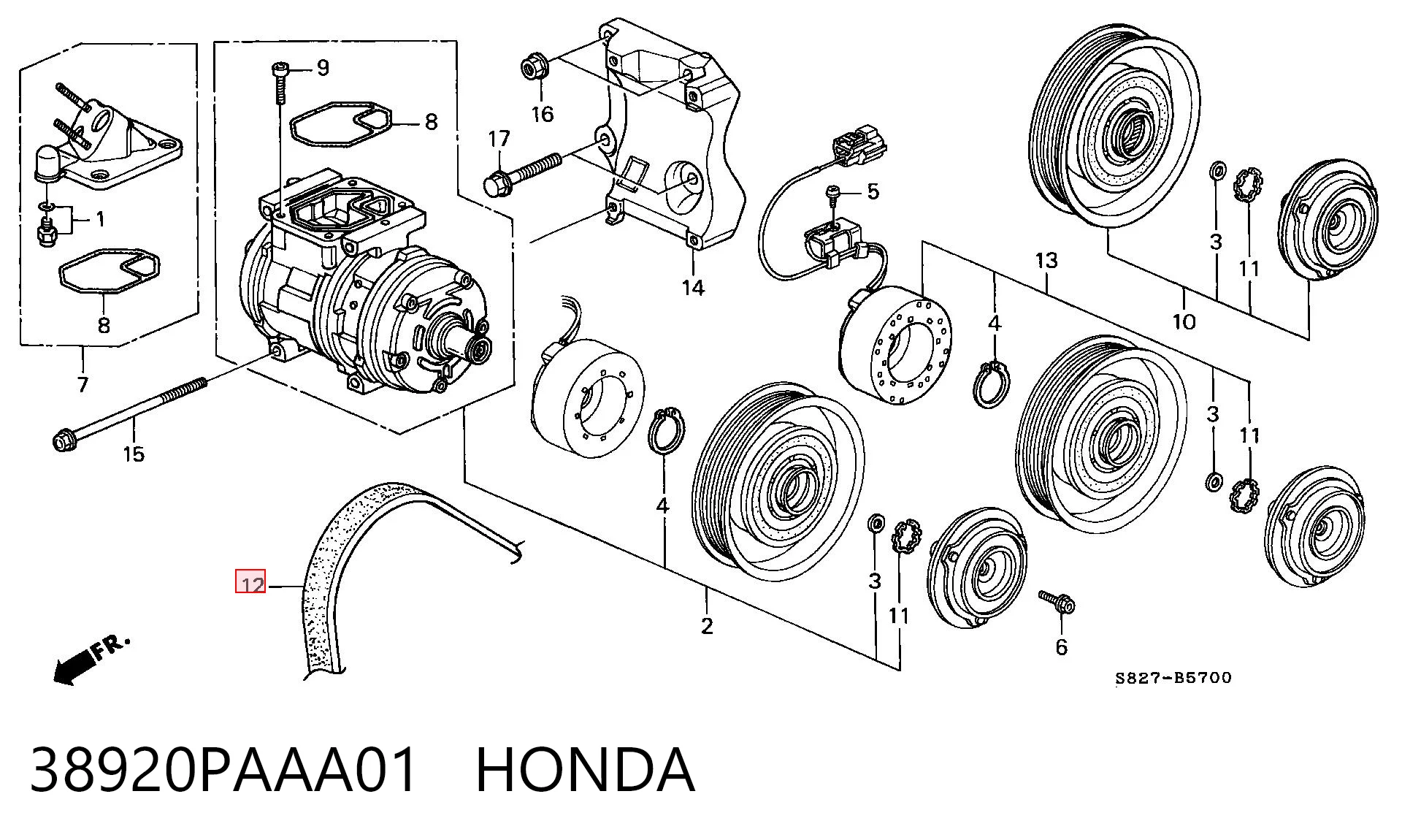 38920PAAA01 Honda Correia dos conjuntos de transmissão