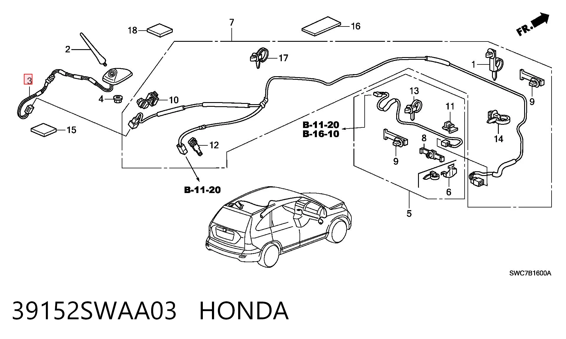 Antena para Honda CR-V III RE