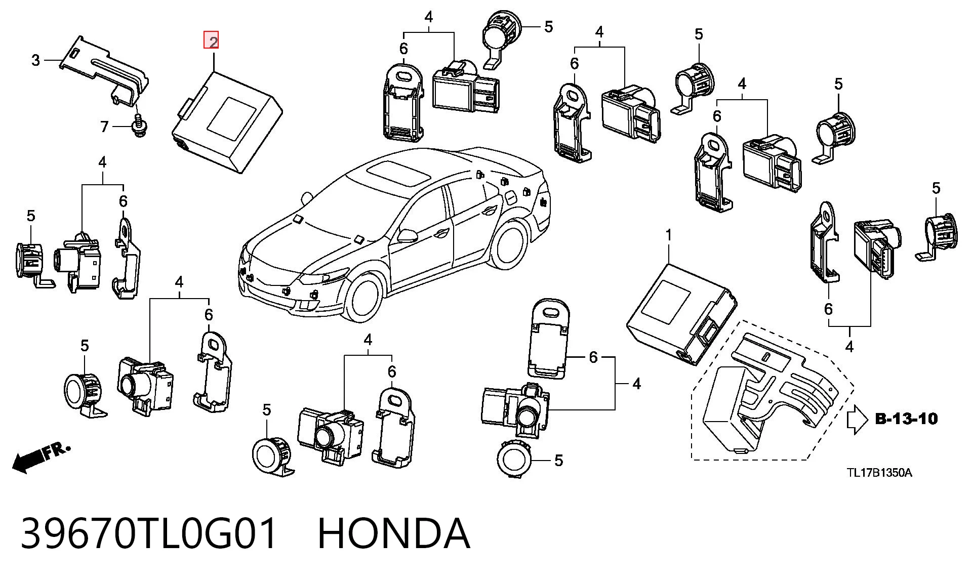 39670TL0G01 Honda Módulo de direção (Centralina eletrônica) de sensor de estacionamento