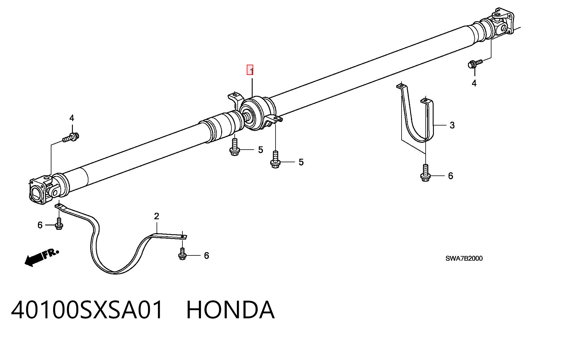 40100SXSA01 Honda Junta universal traseira montada