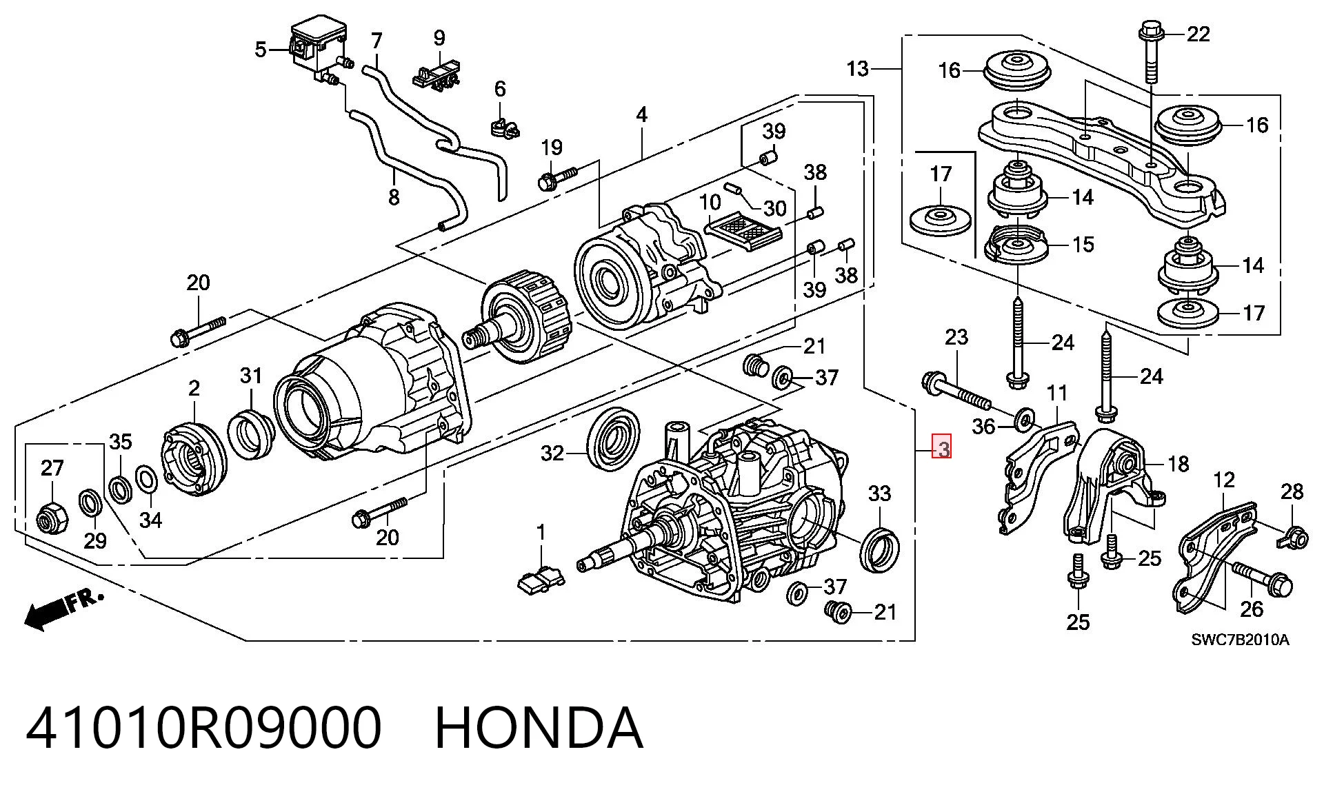 Redutor do eixo traseiro para Honda CR-V III RE