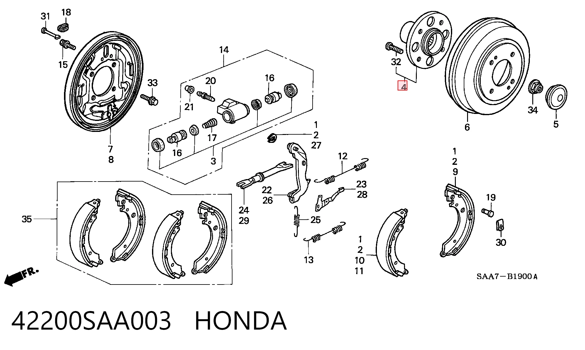 42200SAA003 Honda Cubo traseiro
