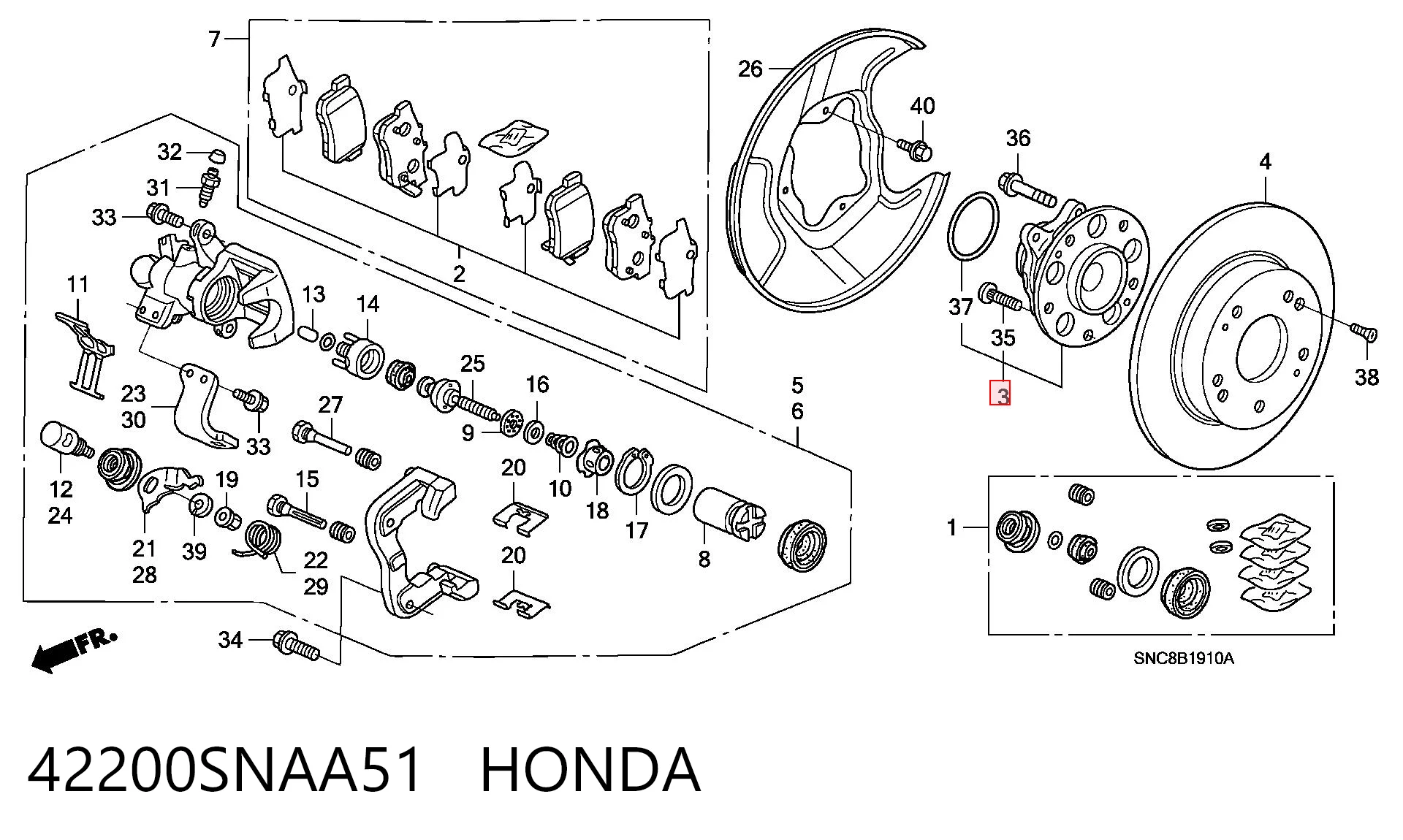 42200SNAA51 Honda Cubo traseiro