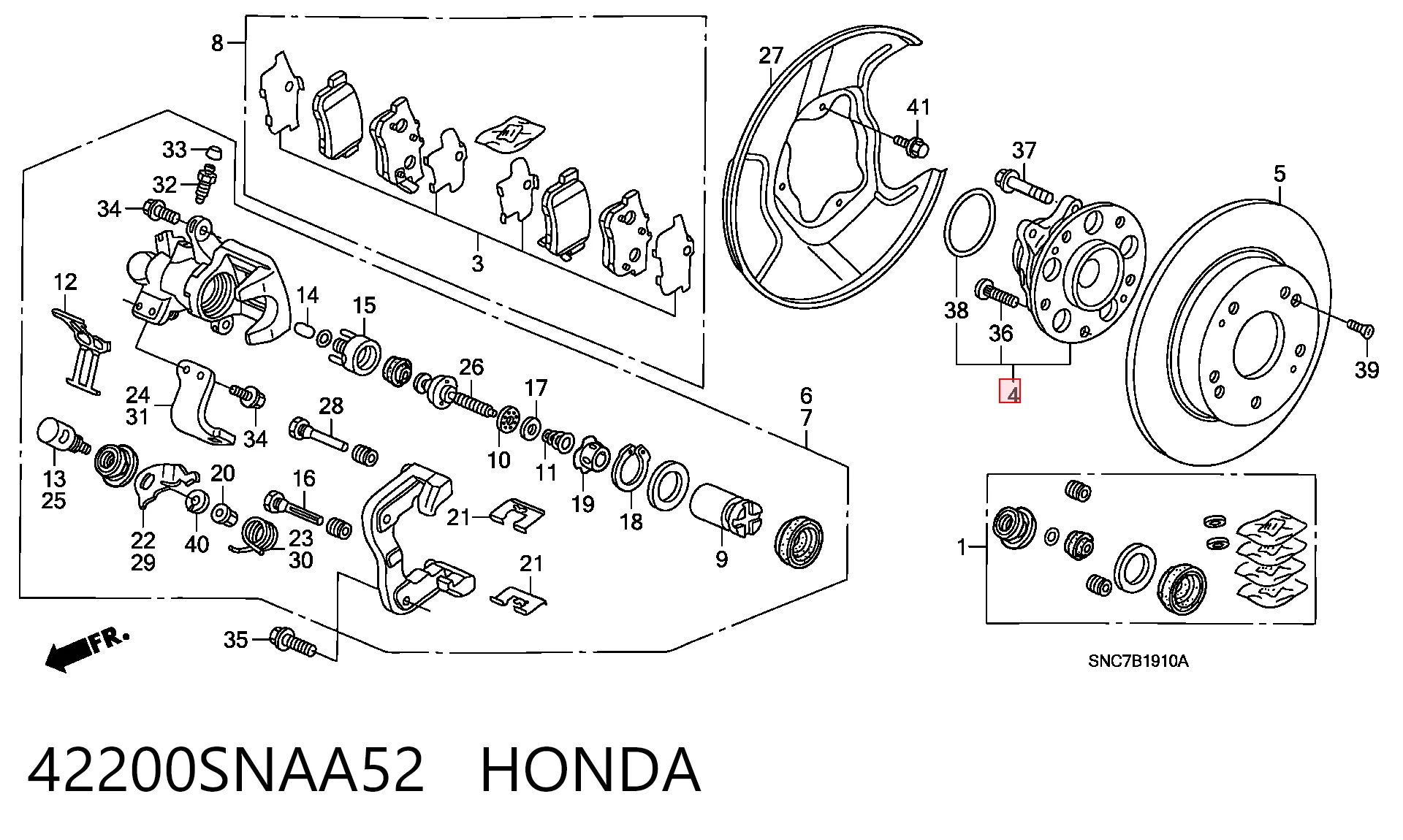 42200SNAA52 Honda Cubo traseiro