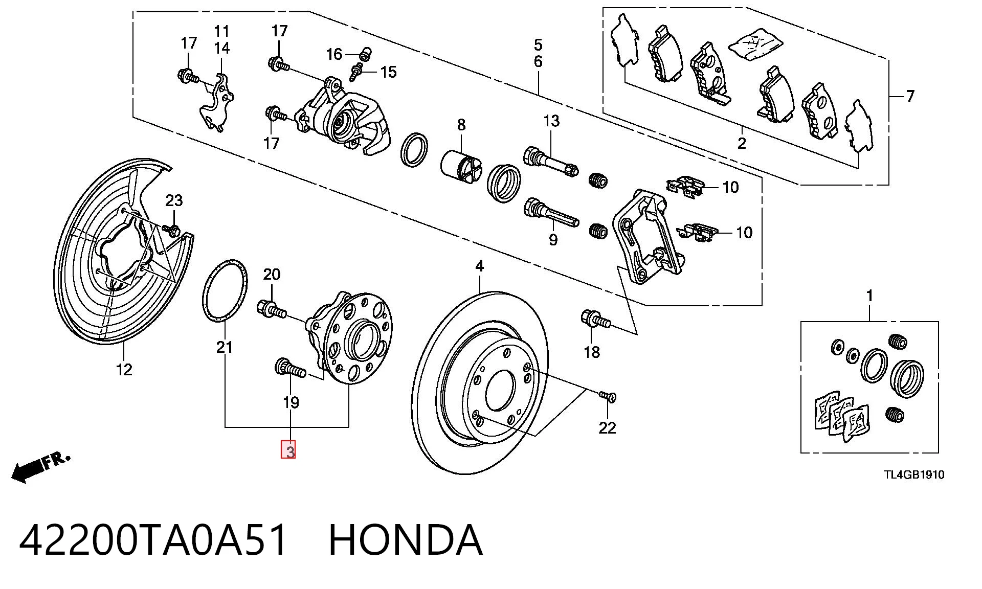 42200TA0A51 Honda Cubo traseiro