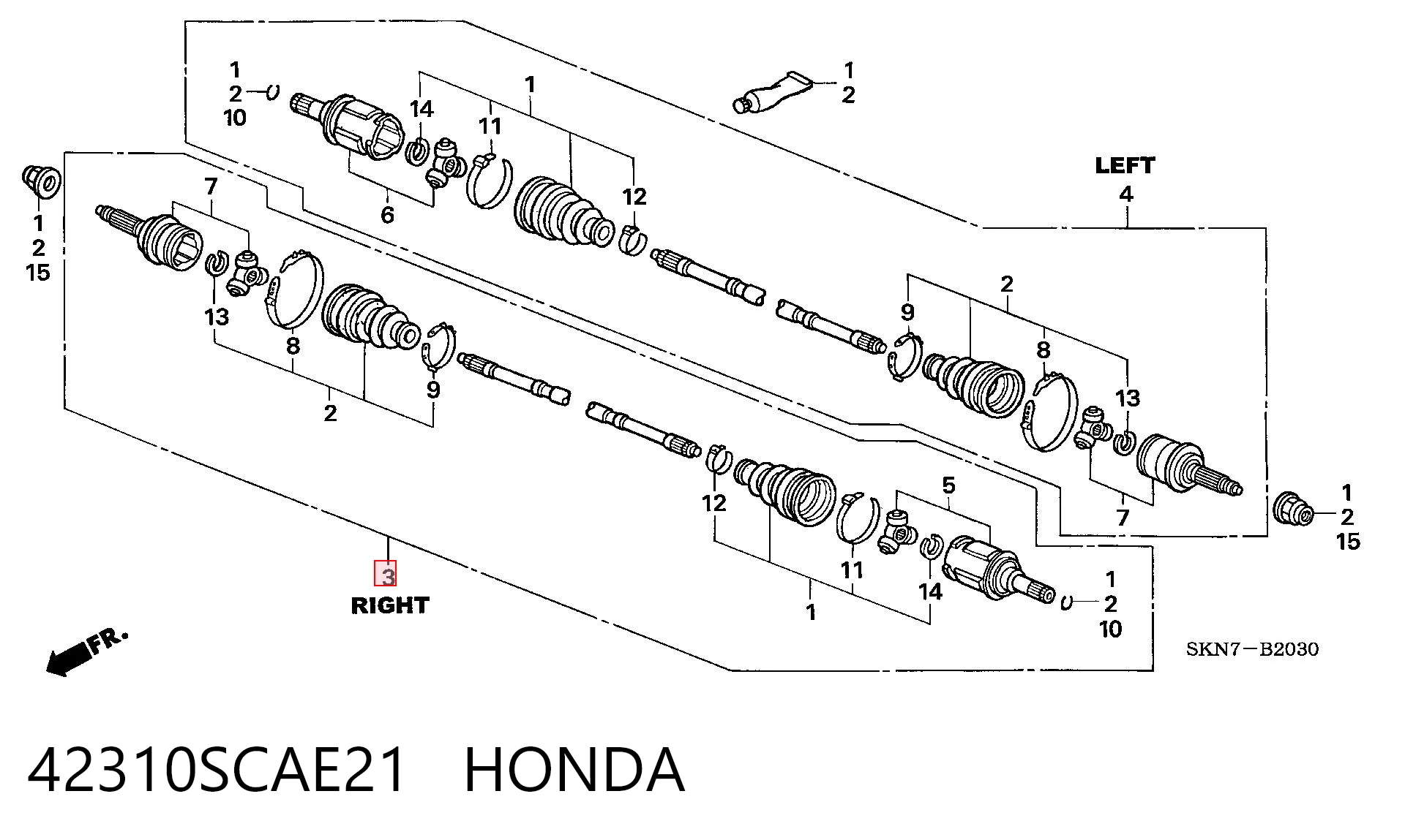 42310SCAE21 Honda Semieixo traseiro esquerdo