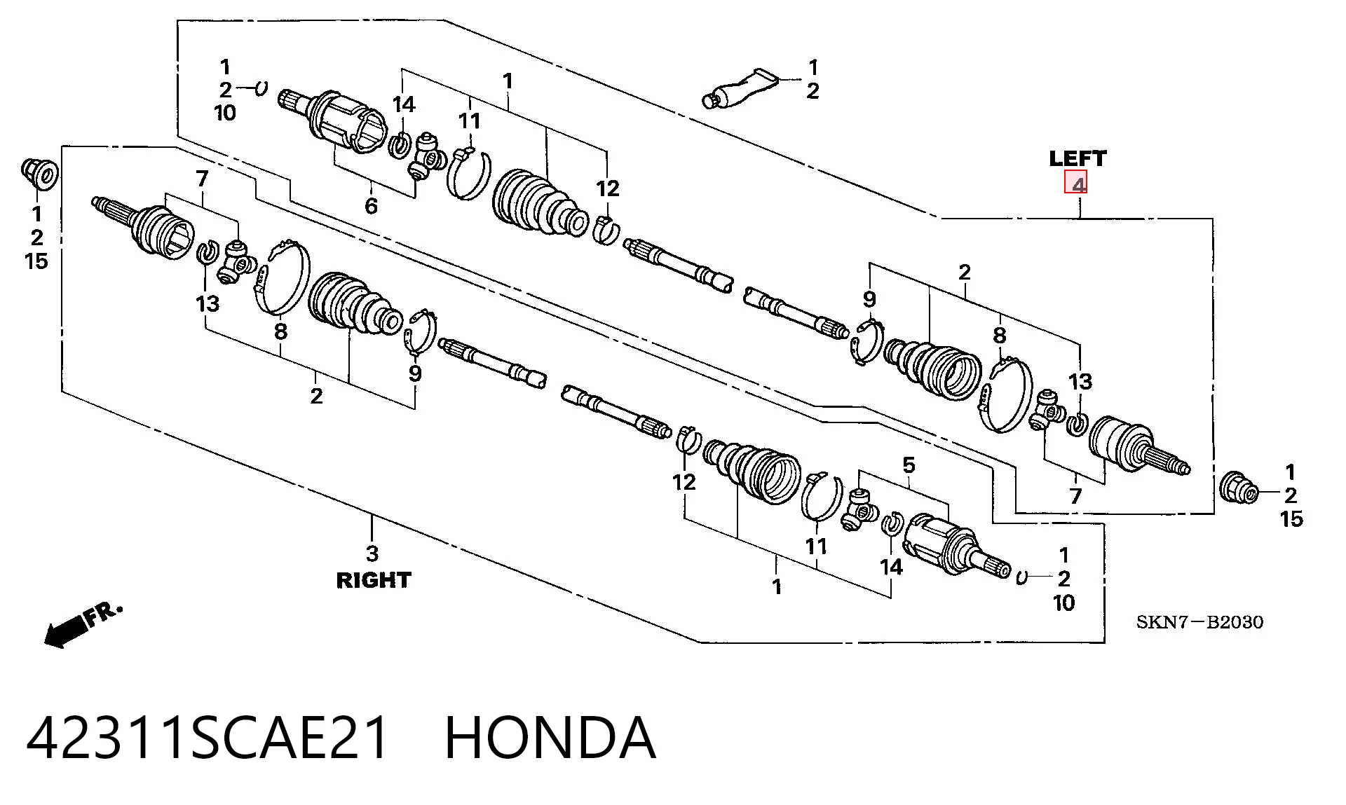 42311SCAE21 Honda Semieixo traseiro direito