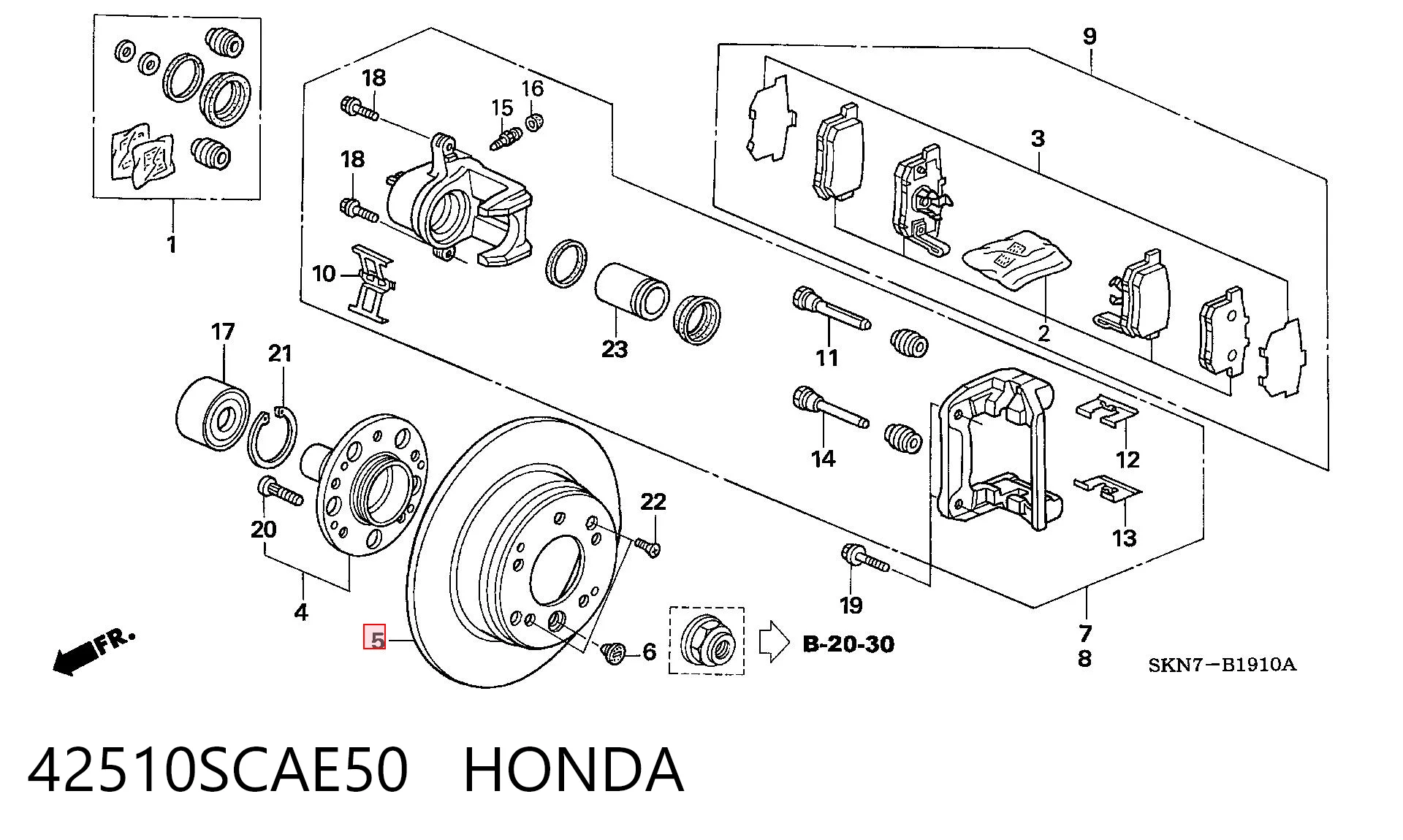 42510SCAE50 Honda Disco do freio traseiro