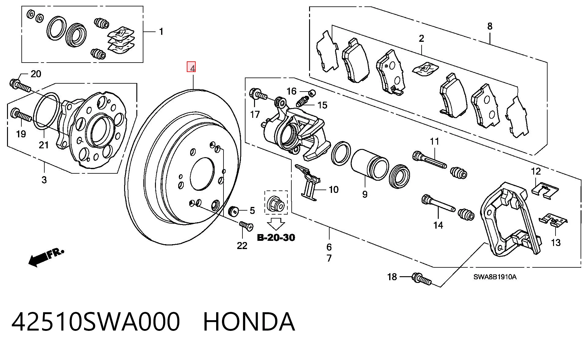42510SWA000 Honda Disco do freio traseiro
