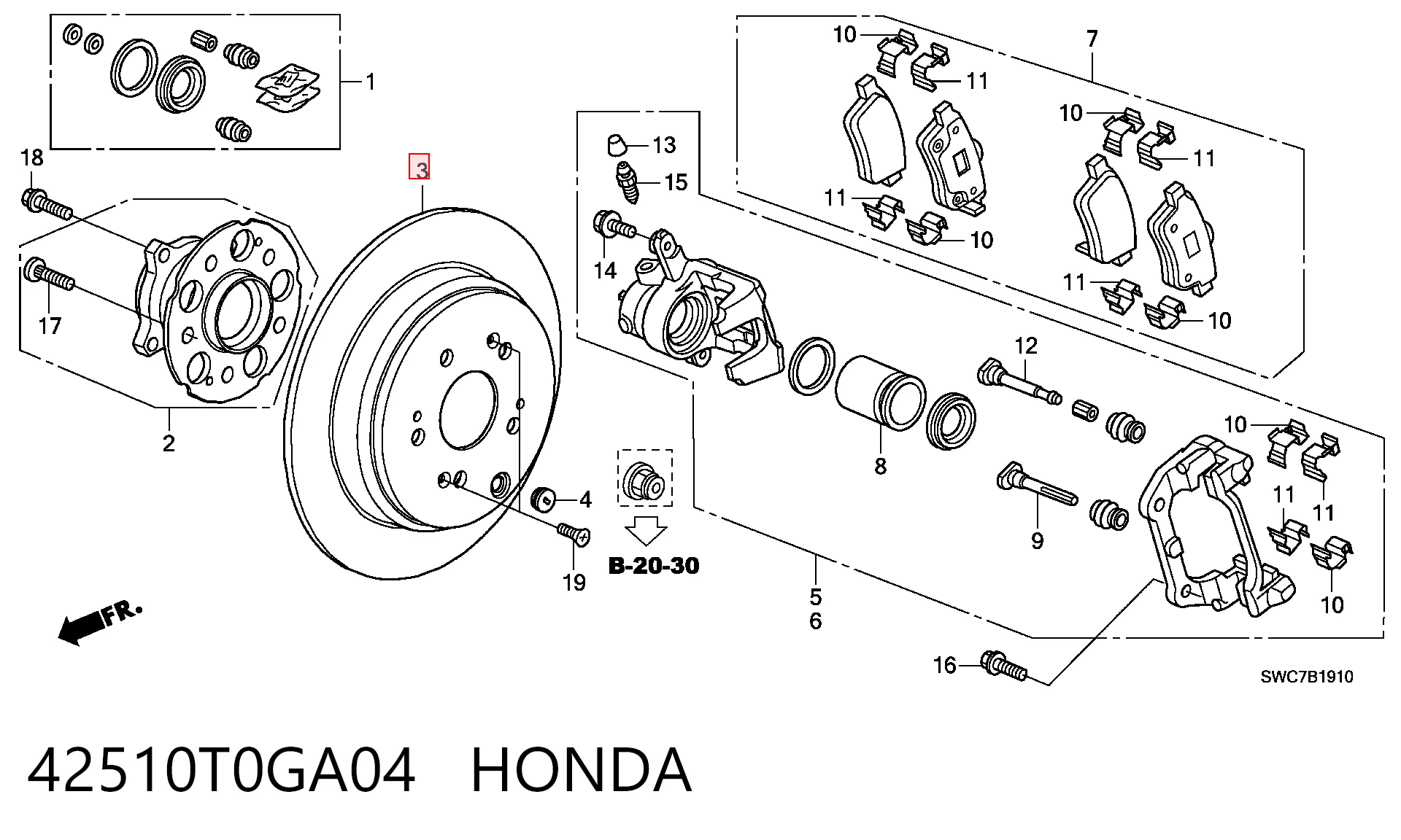 42510T0GA04 Honda Disco do freio traseiro