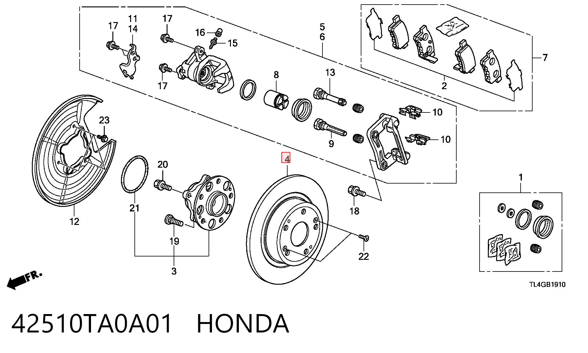 42510TA0A01 Honda Disco do freio traseiro