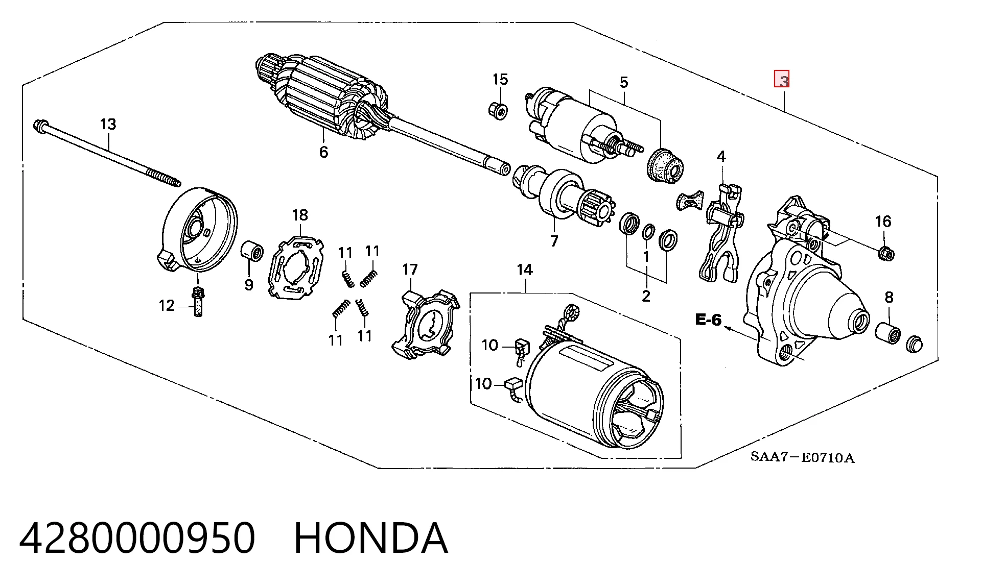 4280000950 Honda Motor de arranco