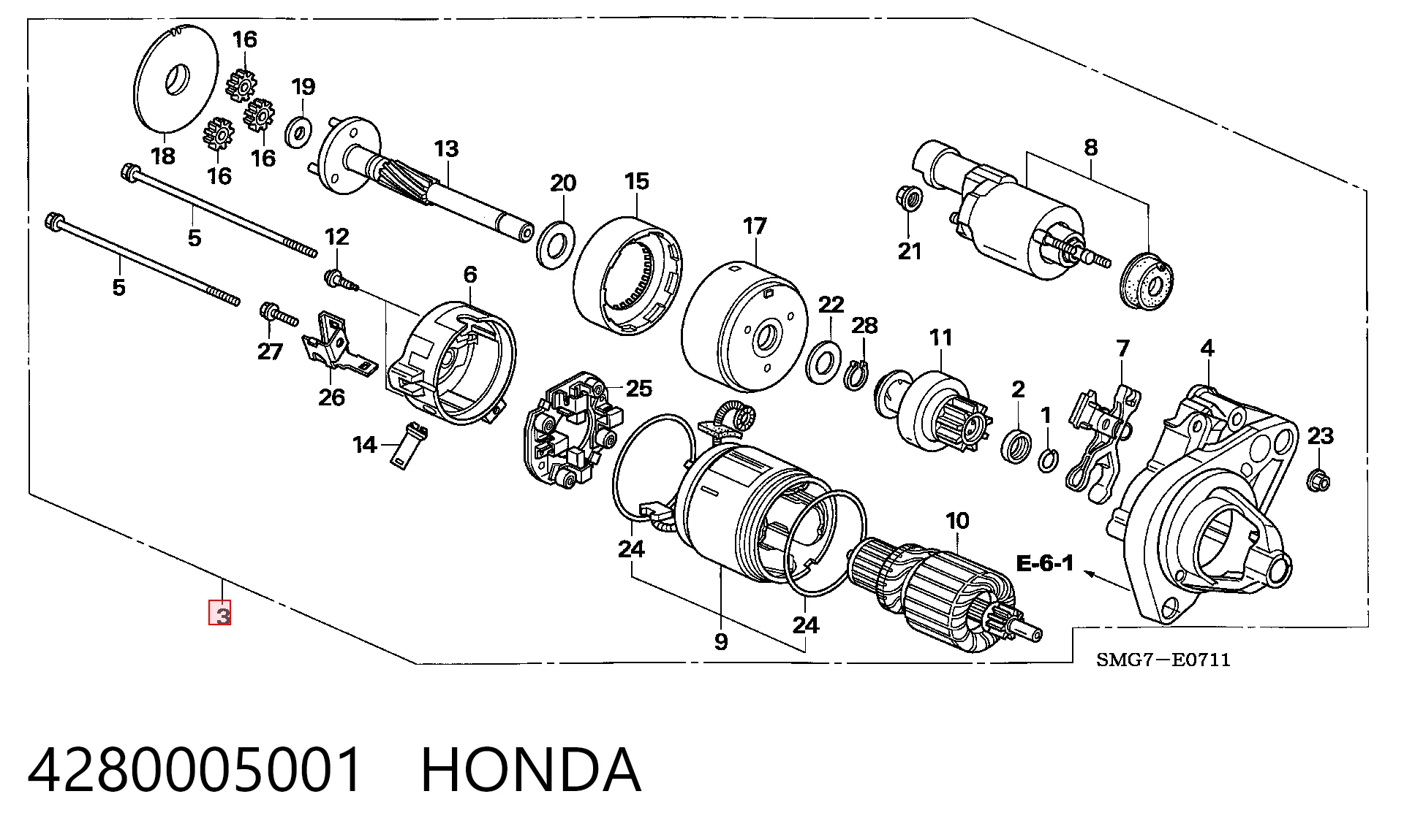 4280005001 Honda Motor de arranco