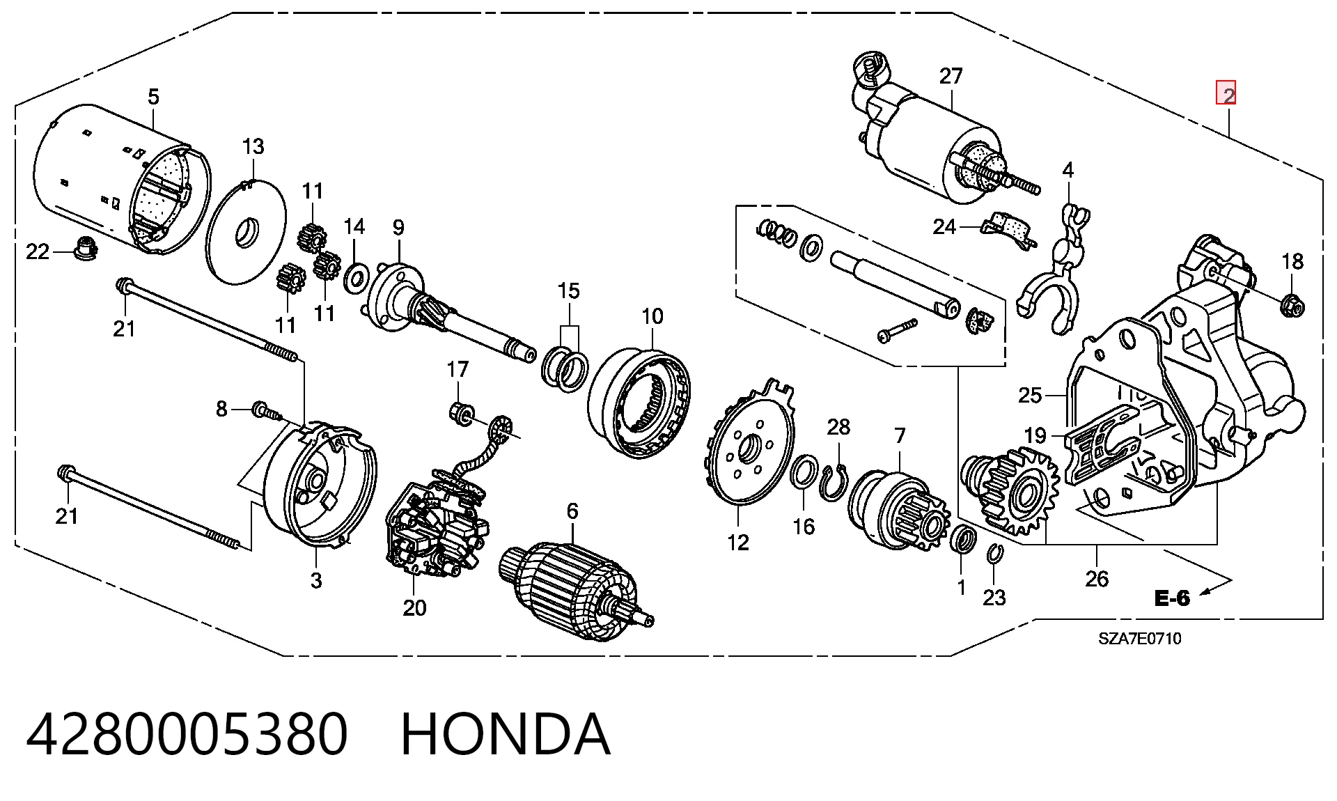 4280005380 Honda Motor de arranco