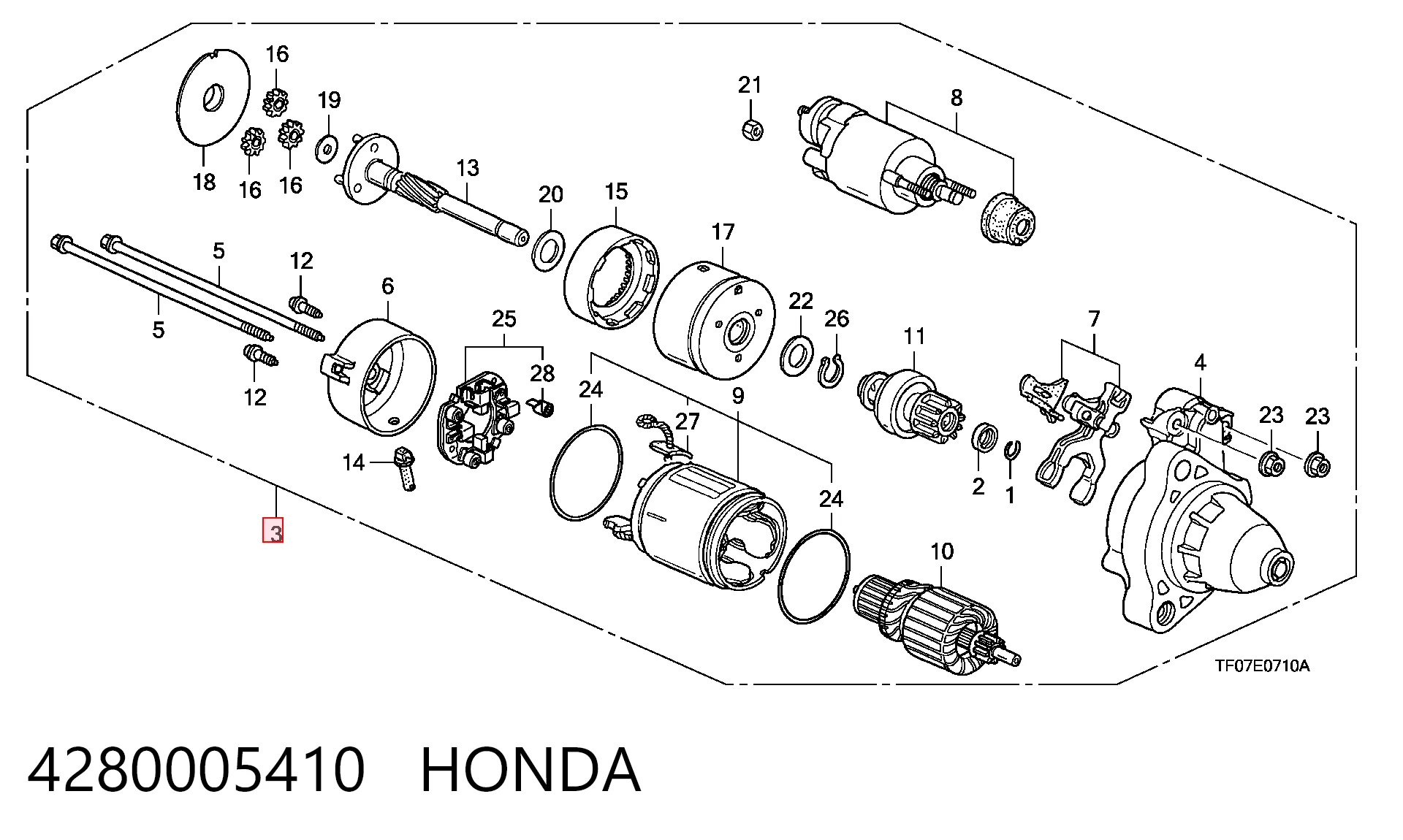 4280005410 Honda Motor de arranco