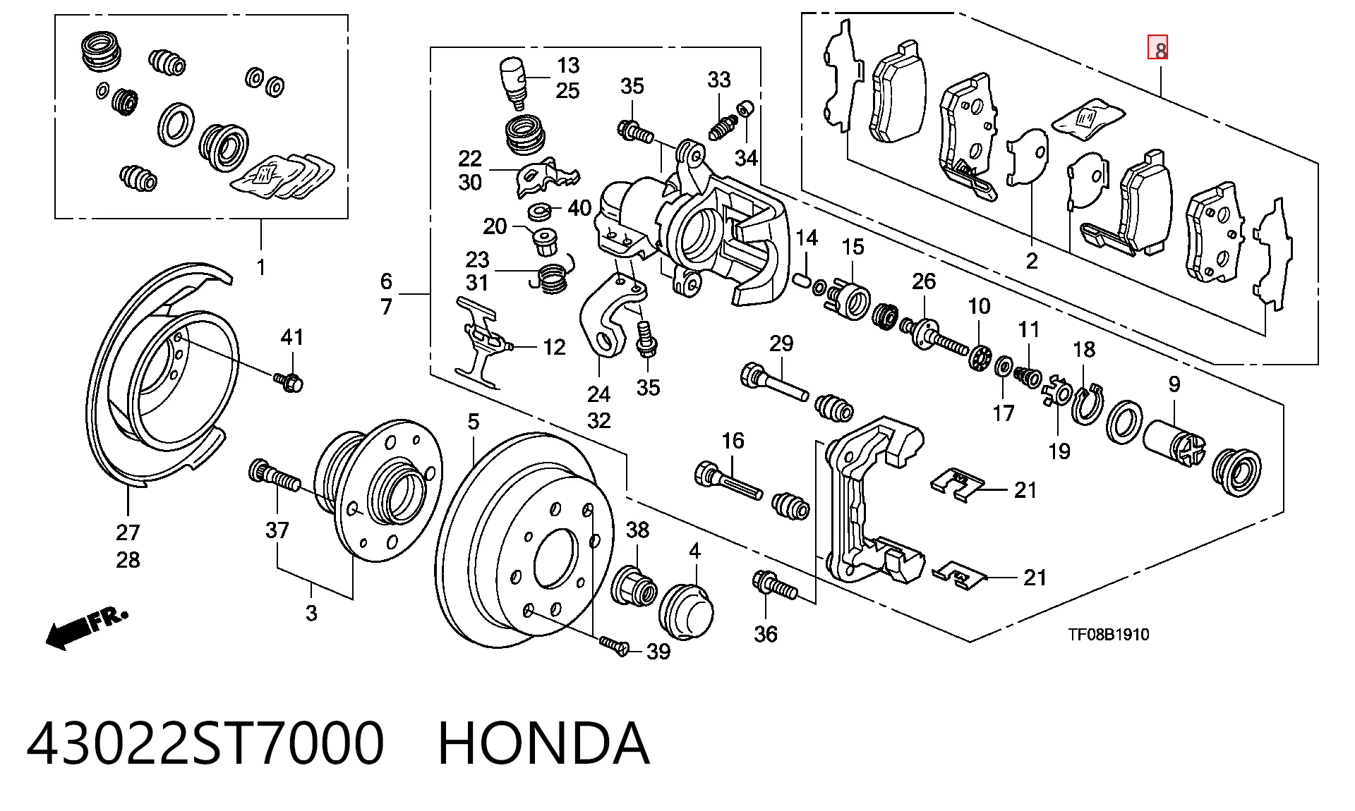 43022ST7000 Honda Sapatas do freio traseiras de disco