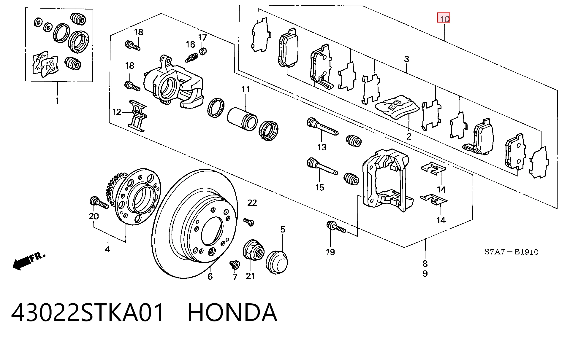 43022STKA01 Honda Sapatas do freio traseiras de disco