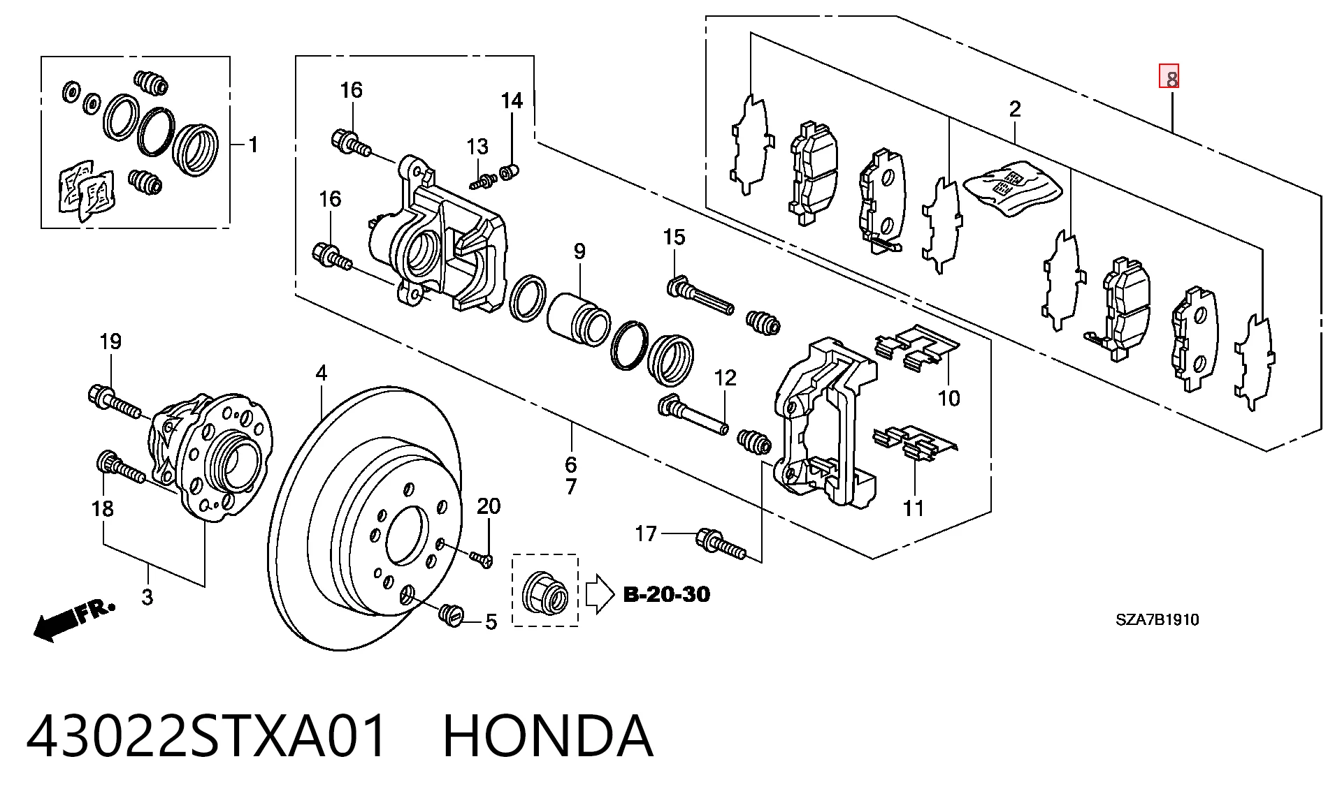 43022STXA01 Honda Sapatas do freio traseiras de disco