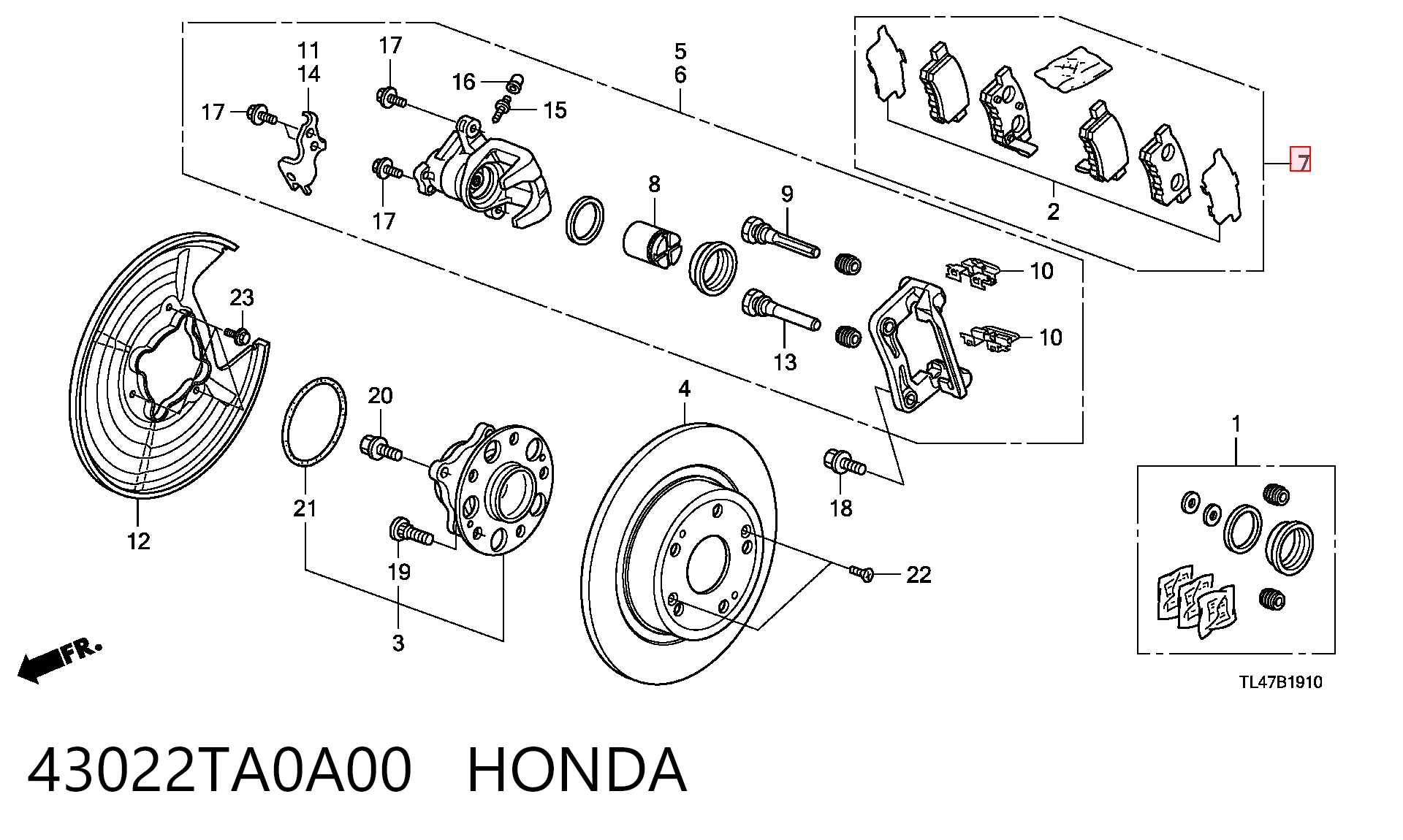 43022TA0A00 Honda Sapatas do freio traseiras de disco