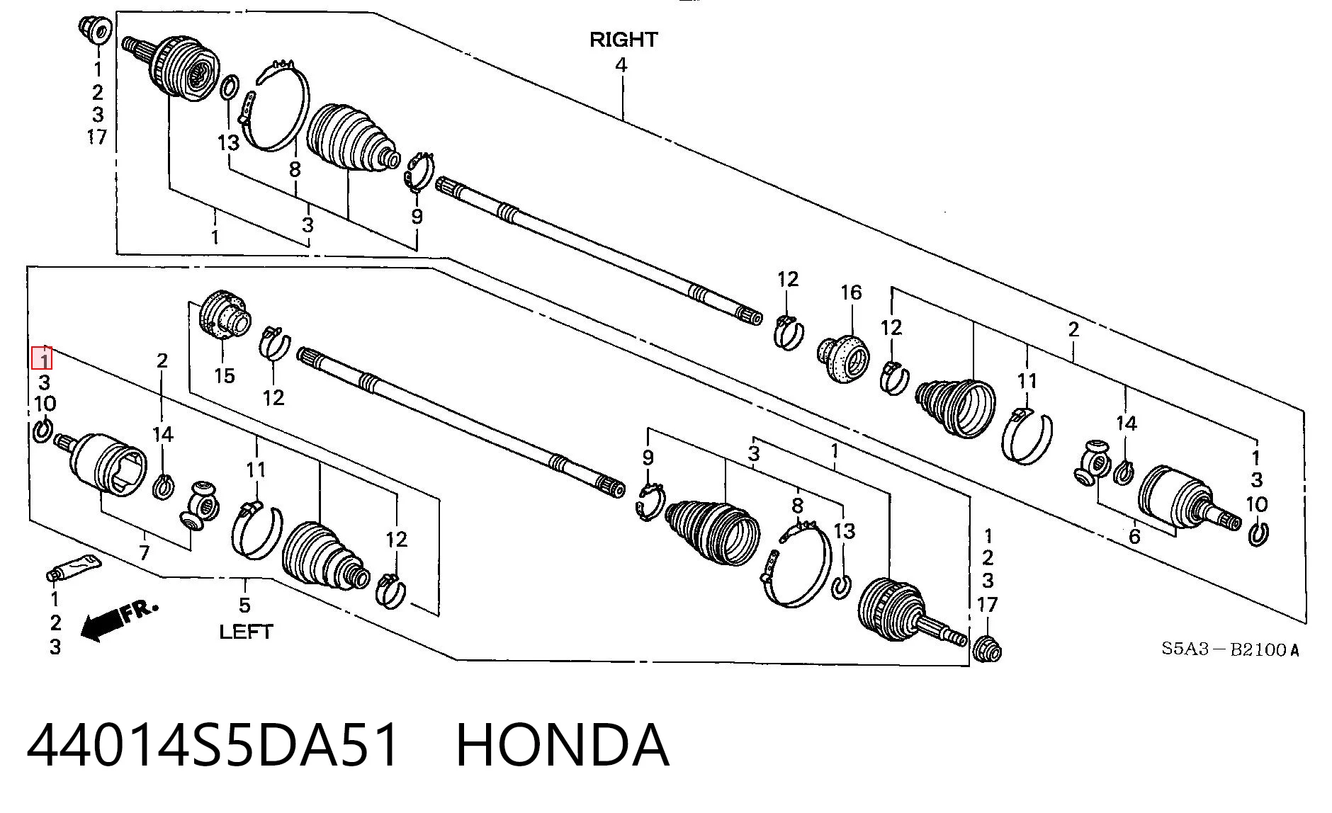 44014S5DA51 Honda Junta homocinética externa dianteira