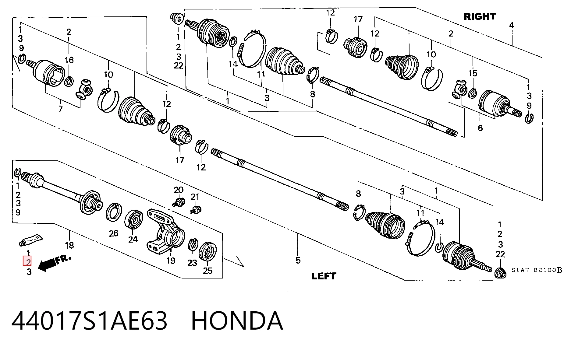 Bota de proteção interna de junta homocinética do semieixo dianteiro para Honda Civic EM