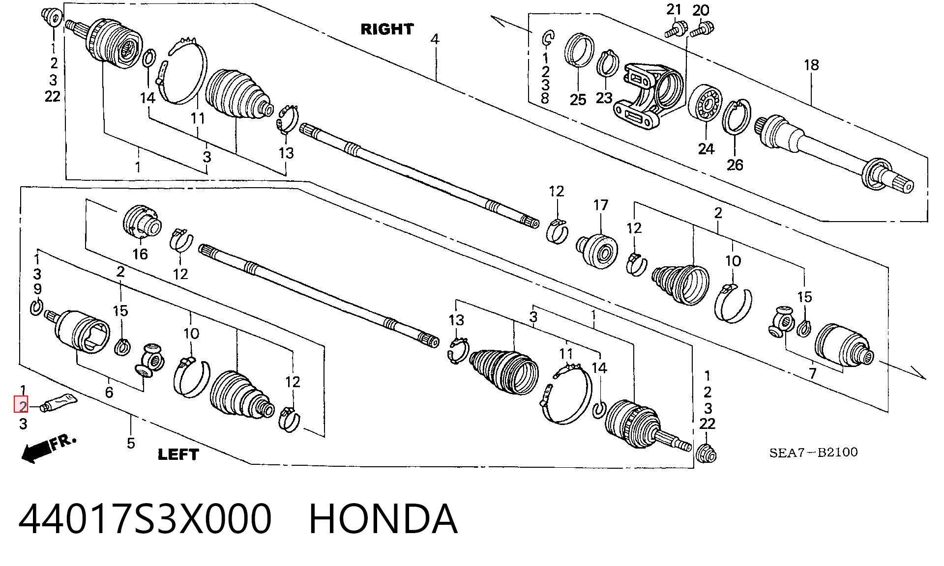 Bota de proteção interna de junta homocinética do semieixo dianteiro Honda Accord VI CG ao melhor preço