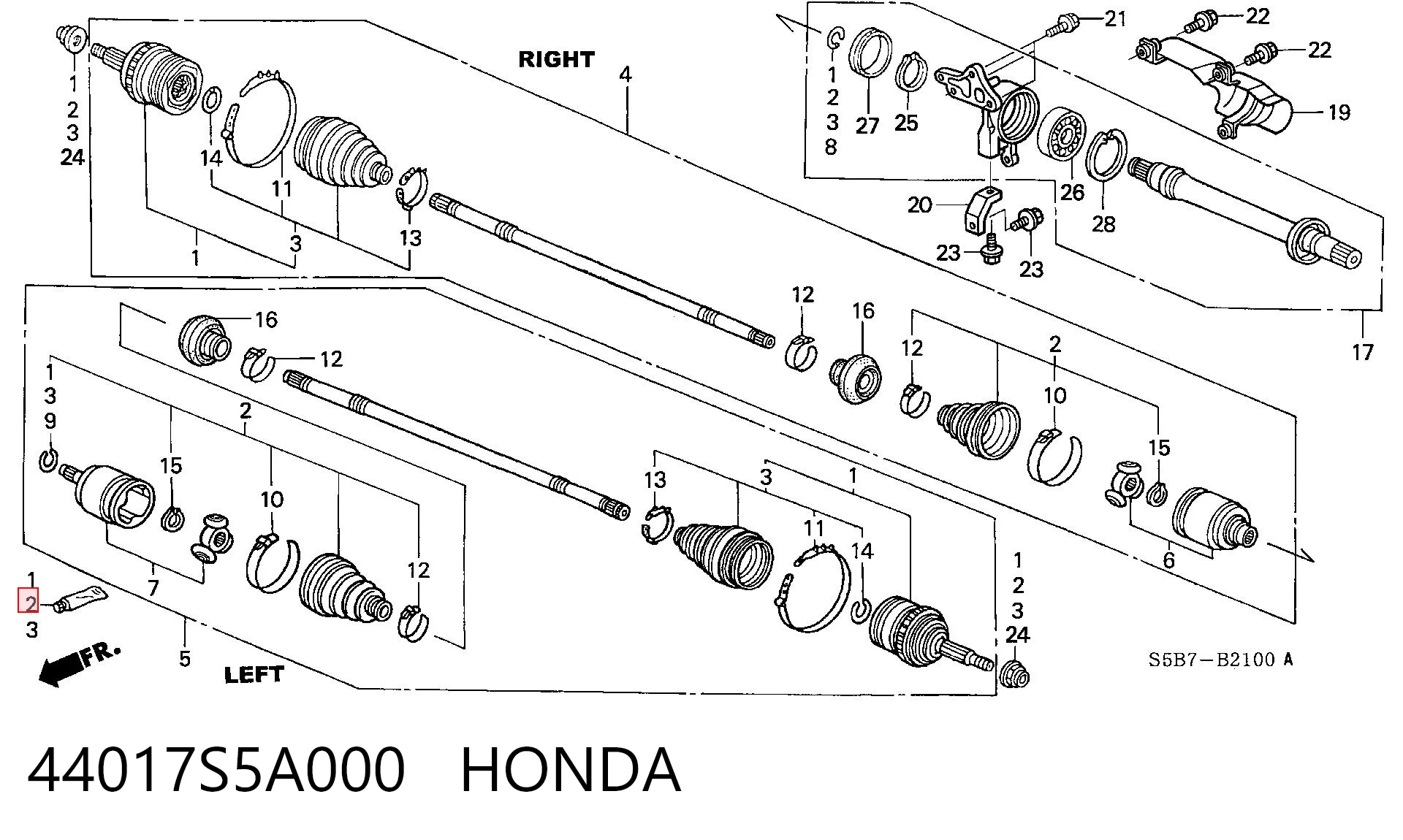  Bota de proteção interna de junta homocinética do semieixo dianteiro Honda Civic VII sedan (ES, ET) (2000 - 2006) VII