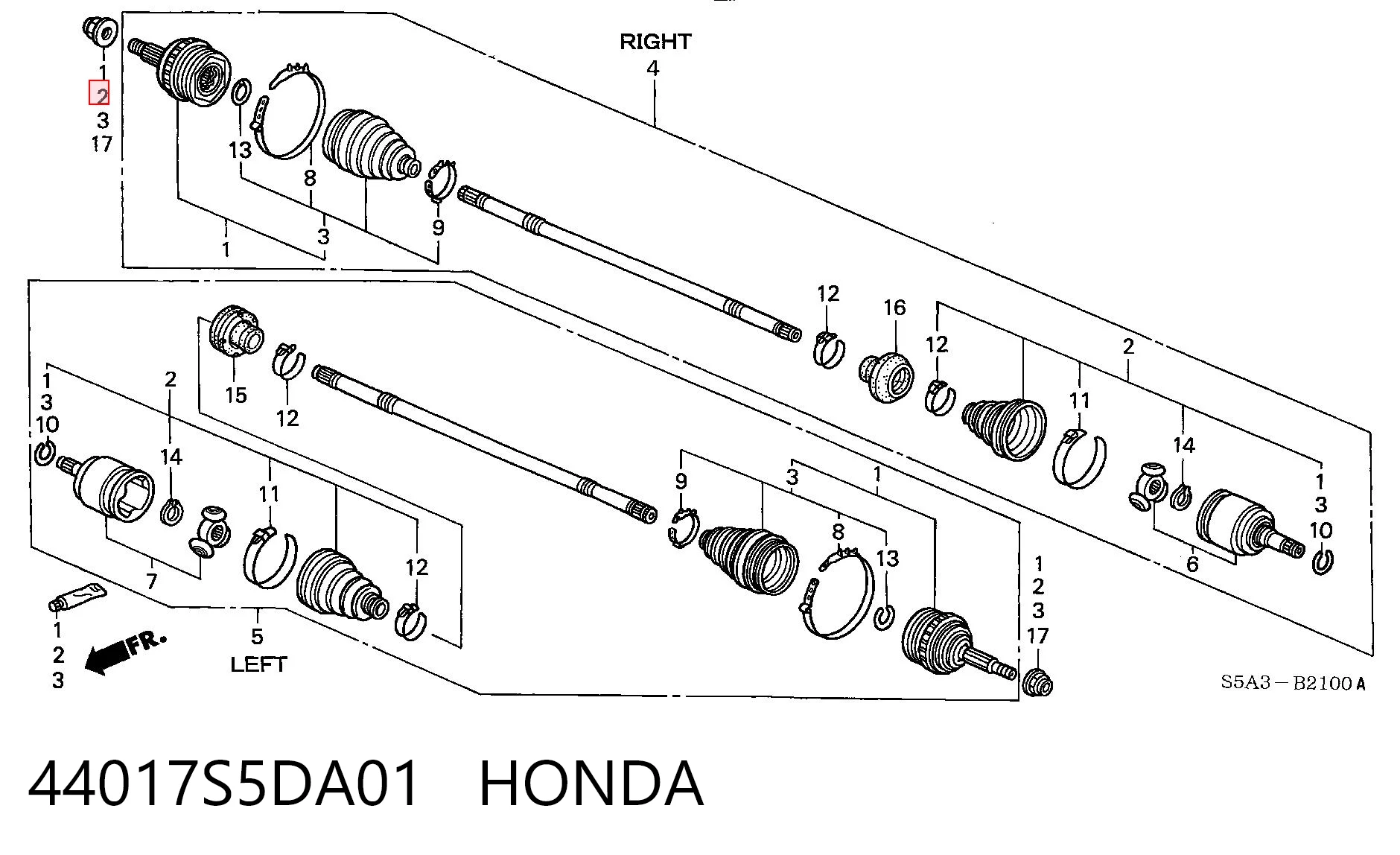 Bota de proteção interna de junta homocinética do semieixo dianteiro Honda Civic VII EM