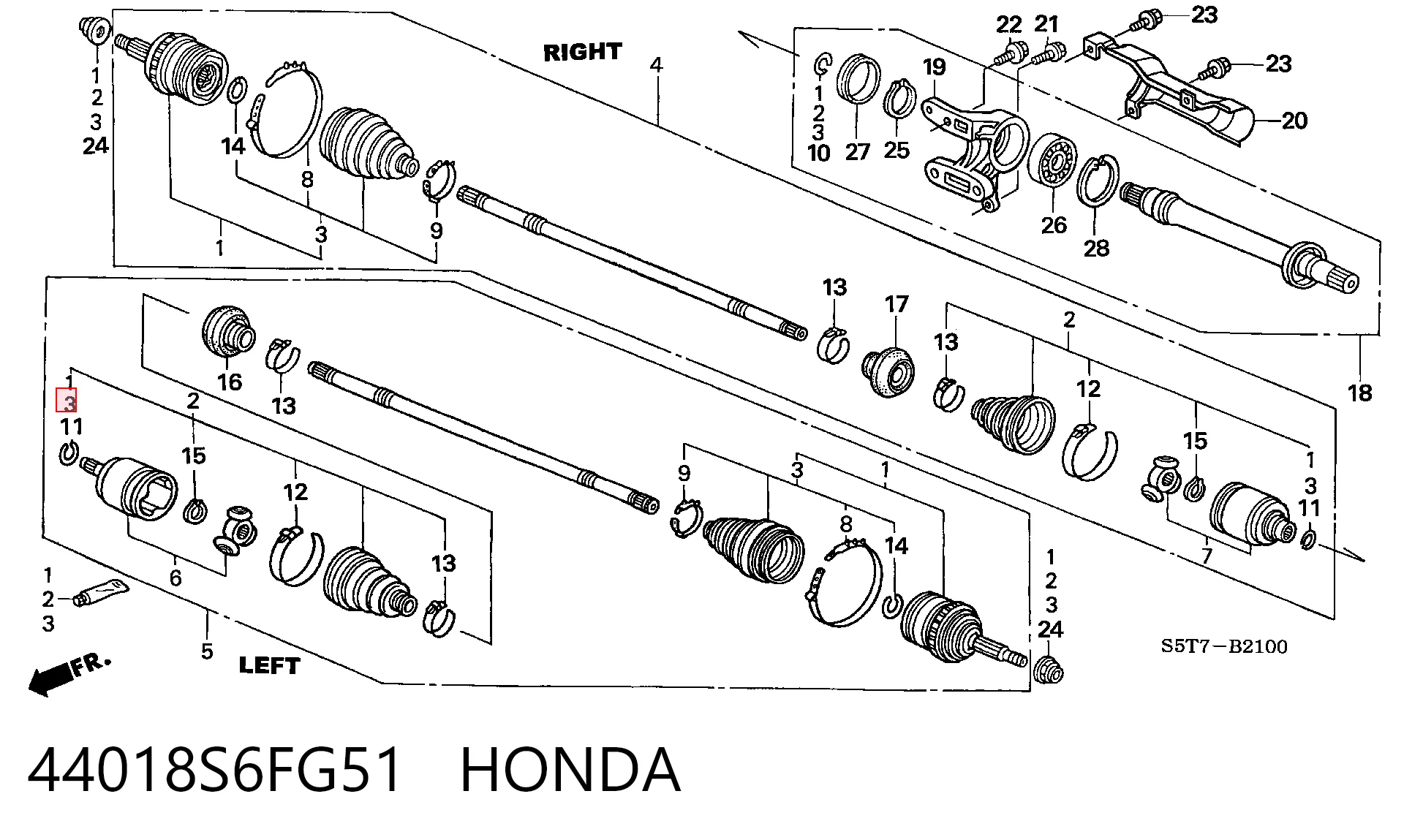  Bota de proteção externa de junta homocinética do semieixo dianteiro Honda Accord VI hatchback (CH) (1999 - 2002) VI