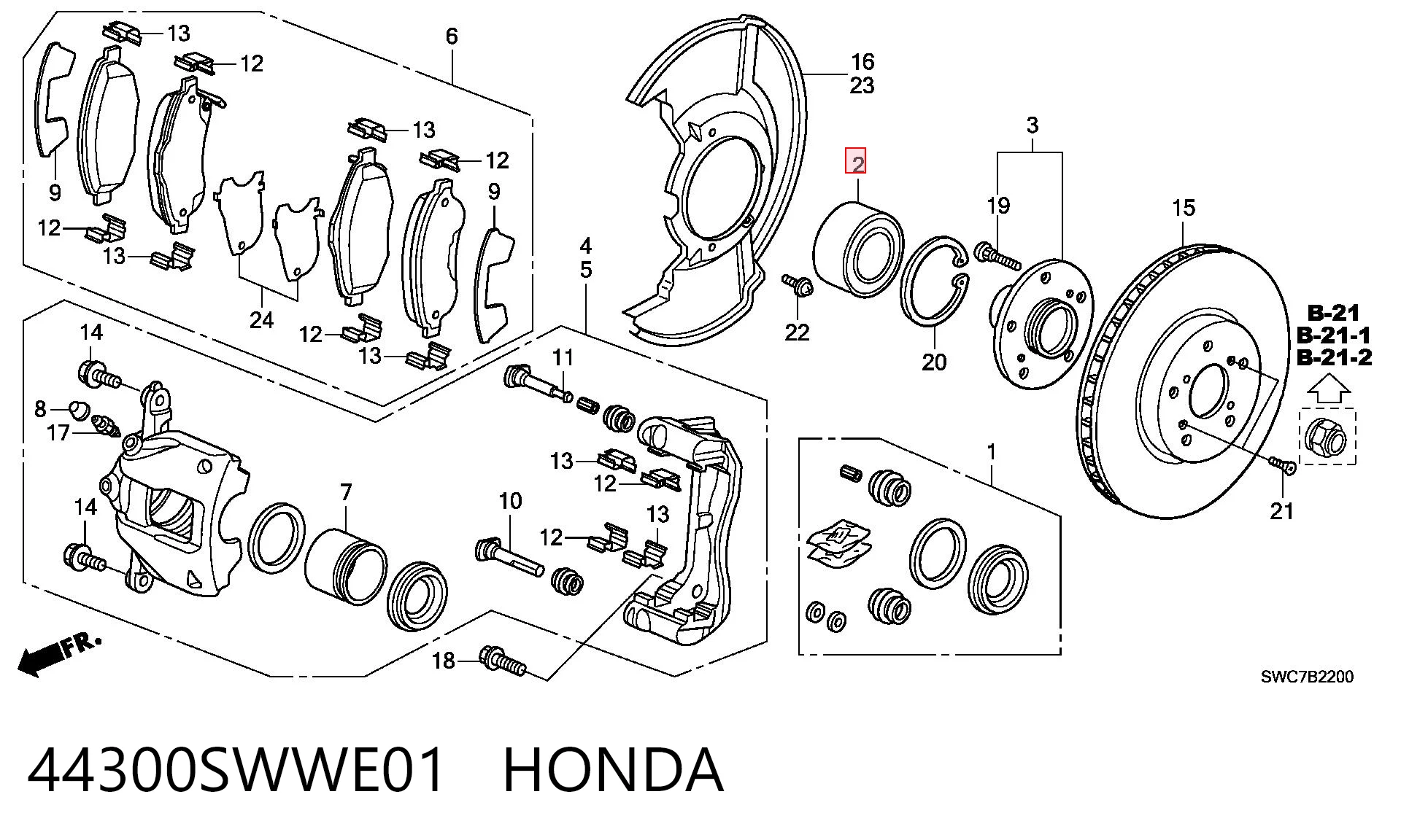 44300SWWE01 Honda Rolamento de cubo traseiro