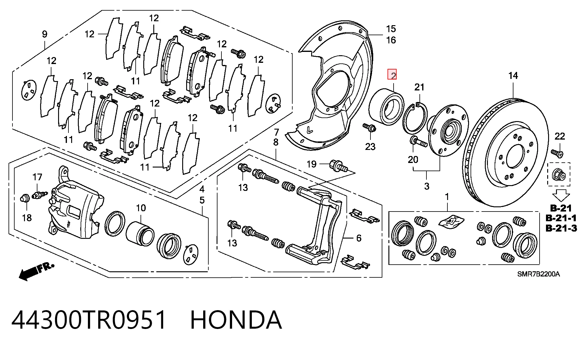 44300TR0951 Honda Rolamento de cubo dianteiro